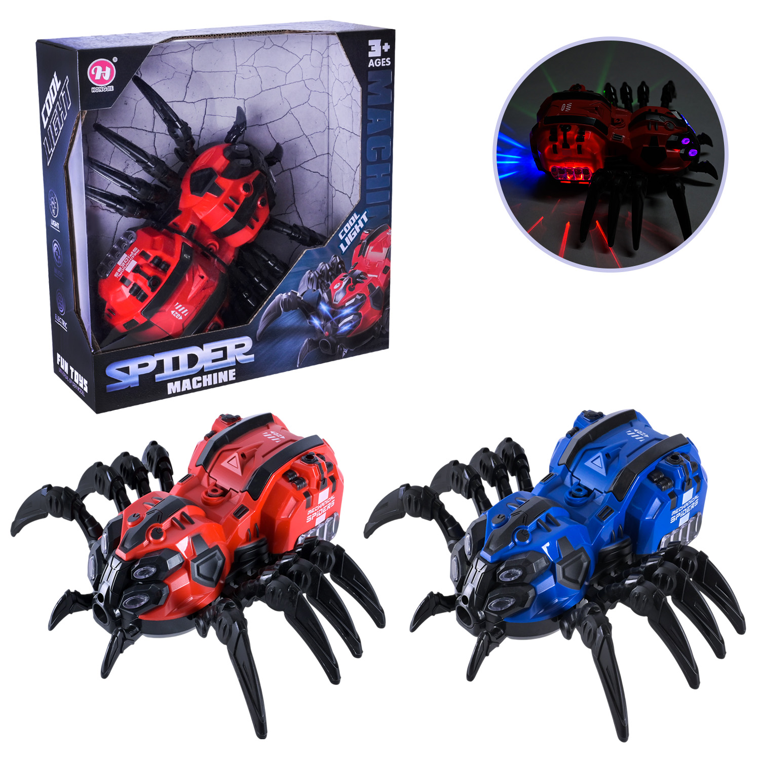 Павук муз. арт. HJ918K (36шт/2) 2 кольри мікс, батар.,світло,у короб. 25*9*25 см