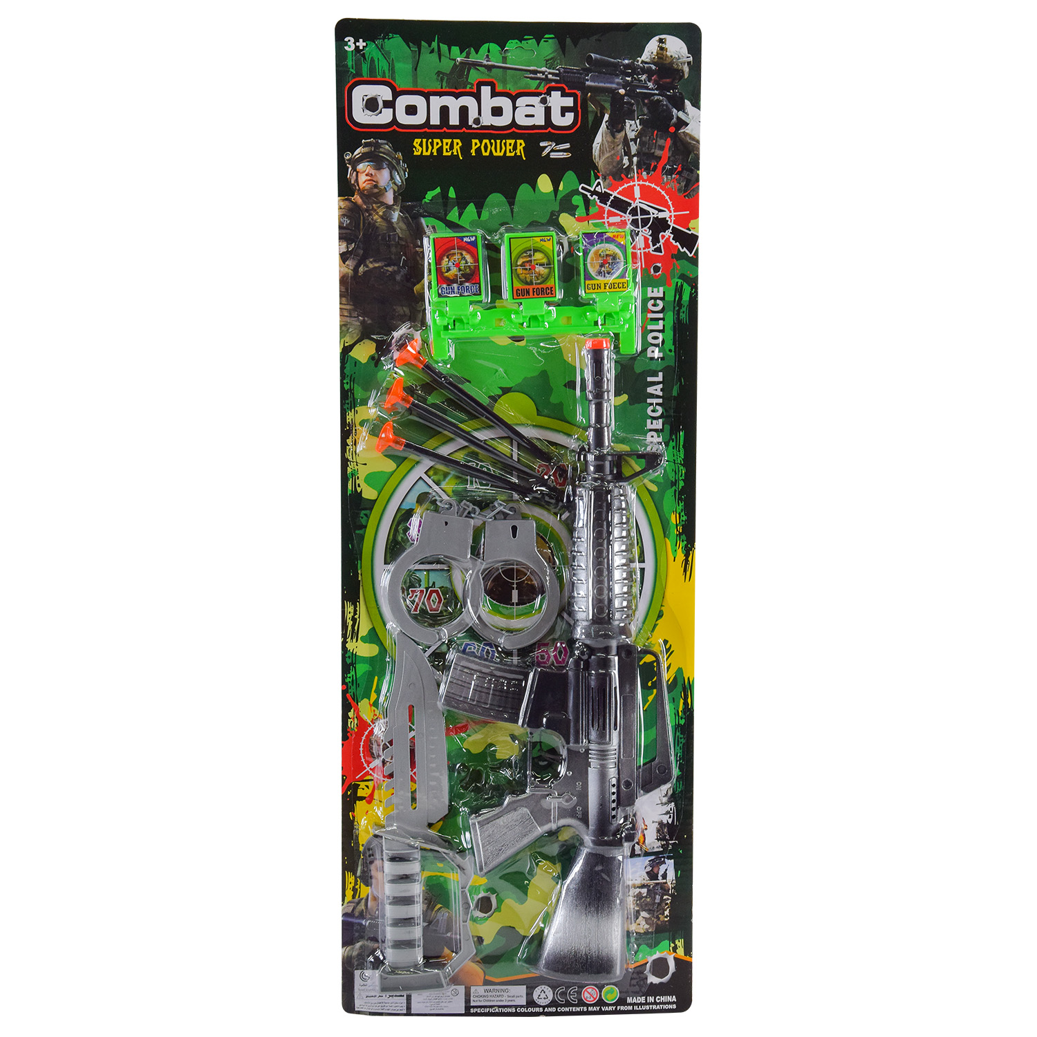 Поліцейський набір арт. 331-1 (120шт/2) автомат, 3 снаряди на присосці, ніж, наручники, планш. 23*3,5*64см