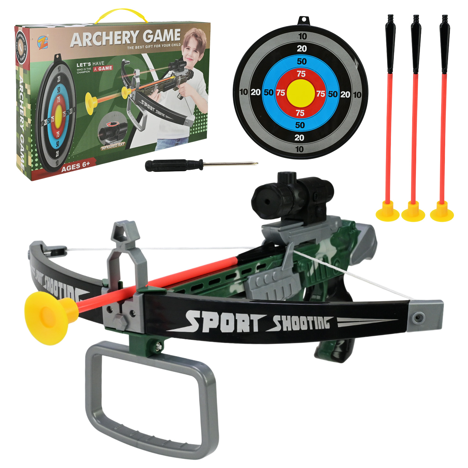 Арбалет арт. ZG270-383 (36шт)  батар. мішень, короб. 42*7*26см