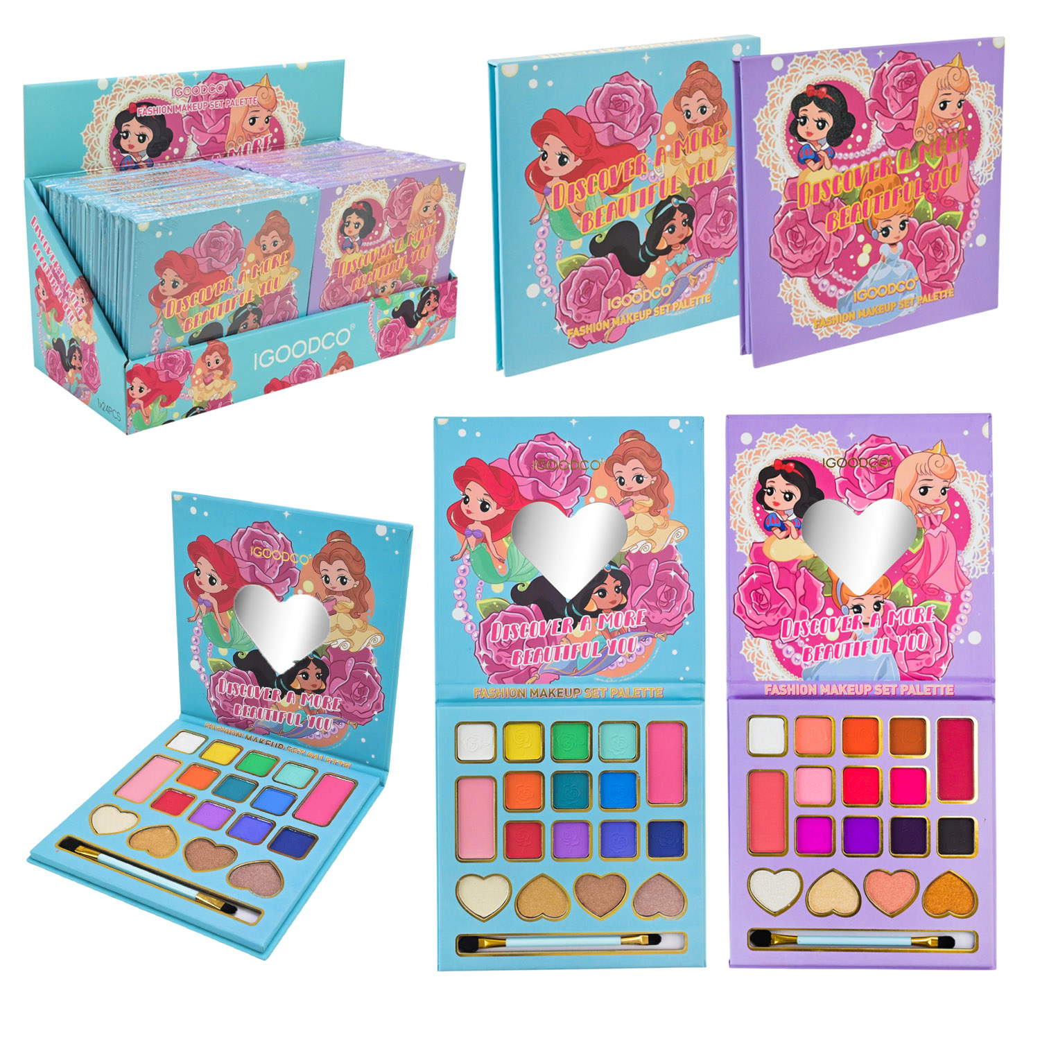 Косметика арт. IG3142 (192шт)   палетка, микс 2 вида, в короб 11*15см (8 д.б*24 шт), цена за 1 шт дисп.бокс. 31*15*16 см