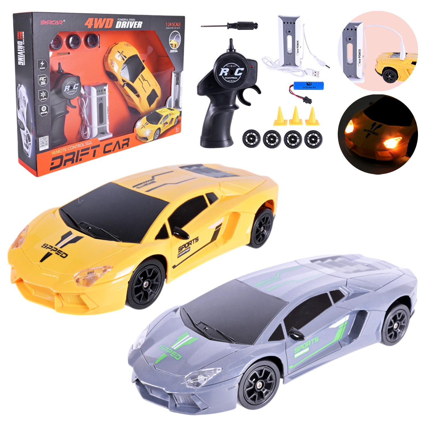 Машина р/к арт. 666-851A (36шт) 2 кольори, акум. із зарядною станцією, короб. 38*27*7,5см