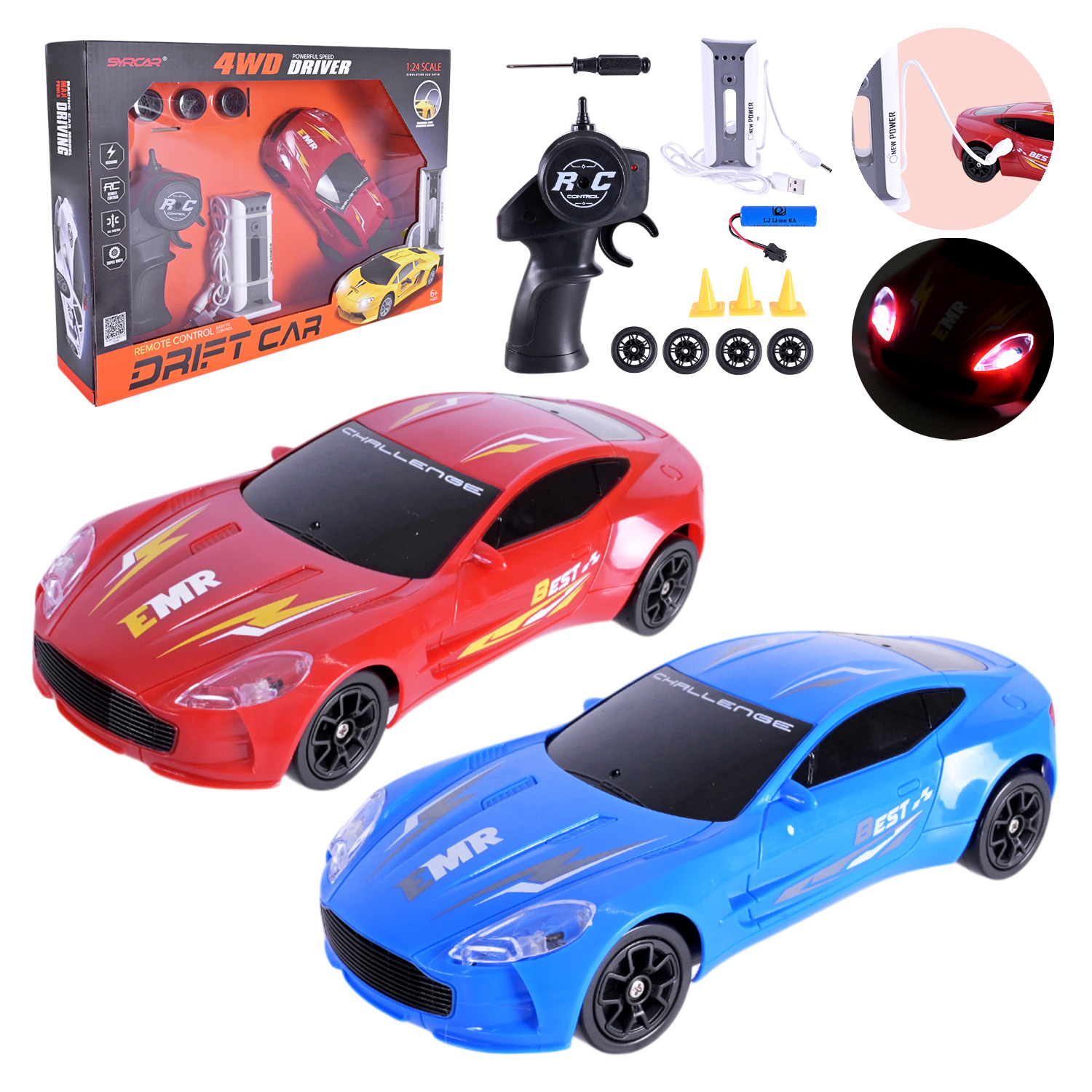 Машина р/к арт. 666-852A (36шт) 2 кольори, акум. із зарядною станцією, короб. 38*27*7,5см