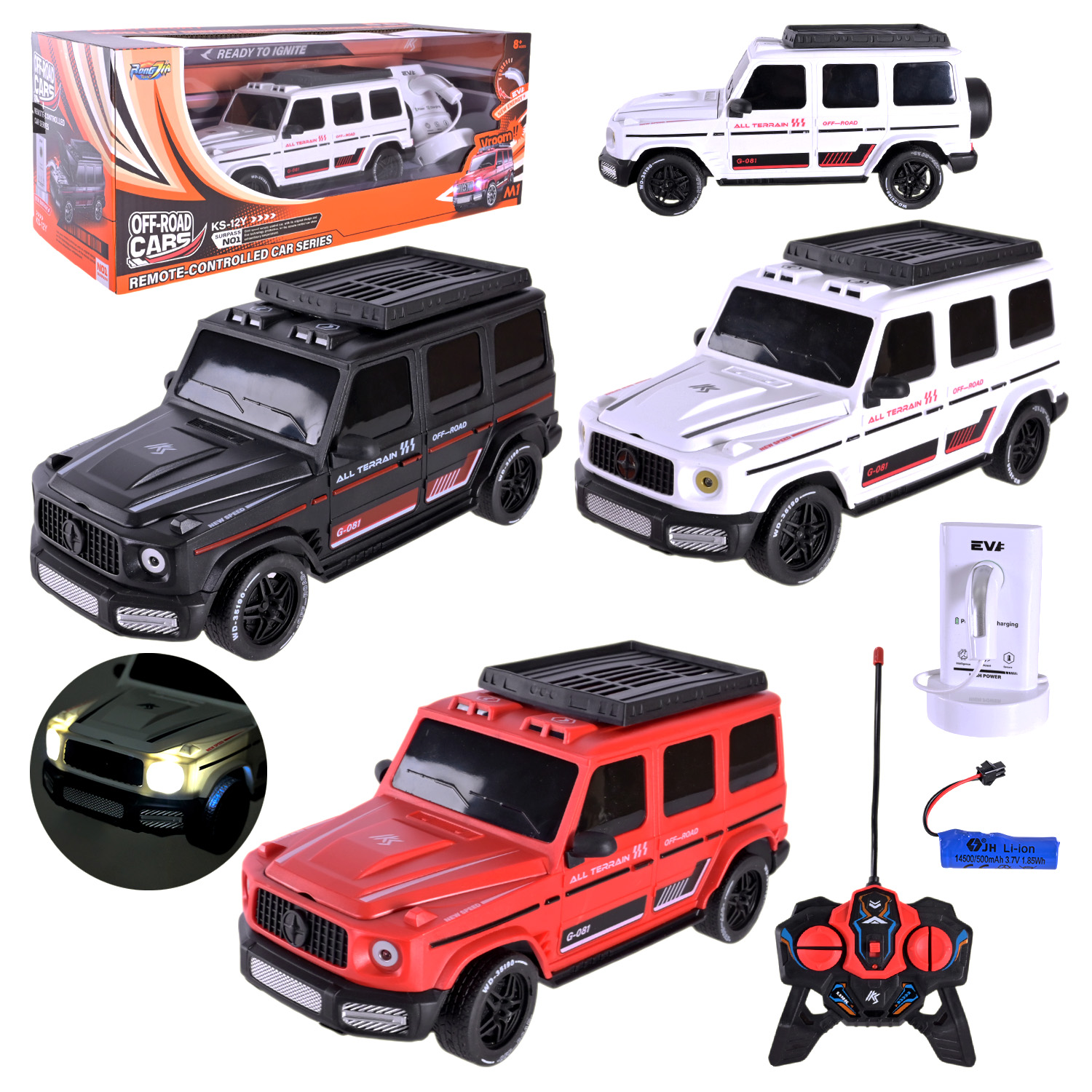 Машина р/к арт. KS-12Y (30шт/2) 3 кольори, акум. із зарядною станцією, пар, короб. 38*15*14,5см