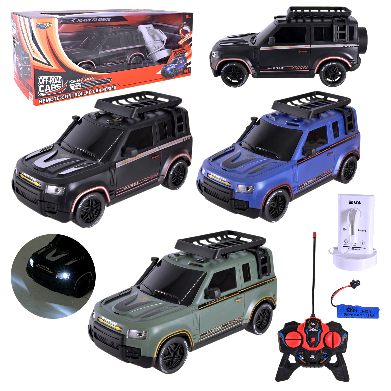 Машина р/к арт. KS-14Y (30шт/2) 3 кольори, акум. із зарядною станцією, пар, короб. 38*15*14,5см