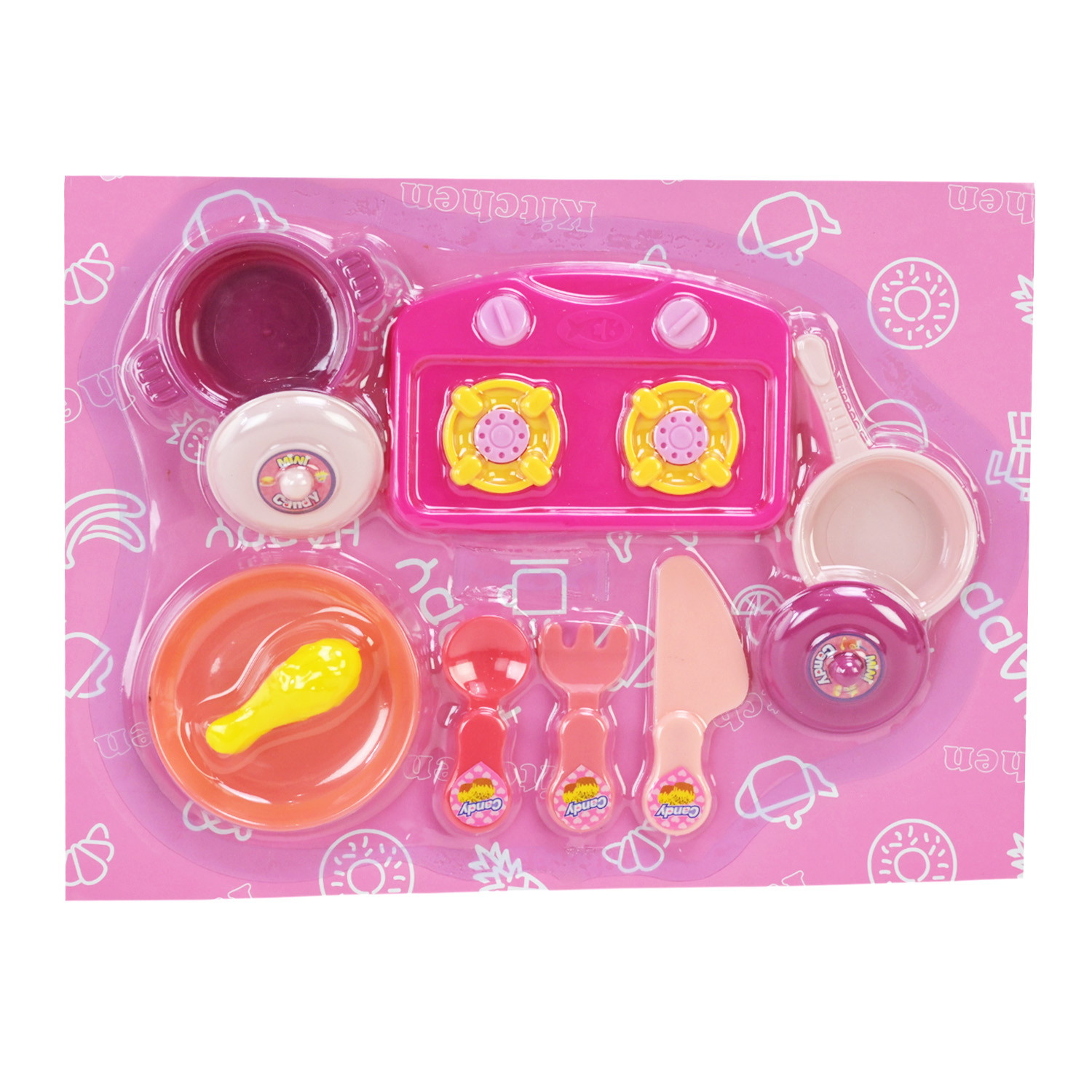 Кухня арт. 3653A-1 (144шт/2) плита, посуд, аксес короб. 27*3,5*20 см