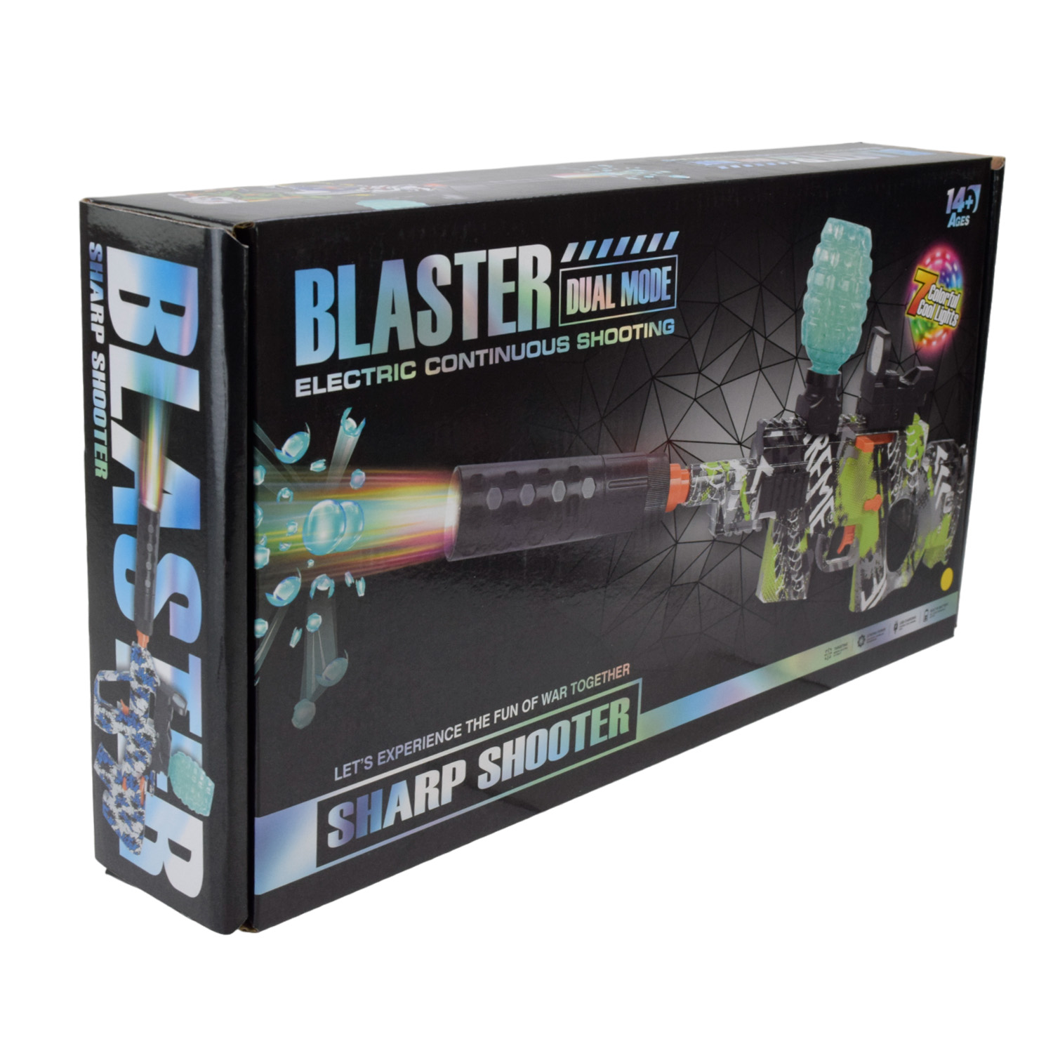 Автомат арт.777-34A (48шт/2) аккум.,стреляет гелевыми свет.пулями,свет,аксессуары,в коробке 41*21*7см