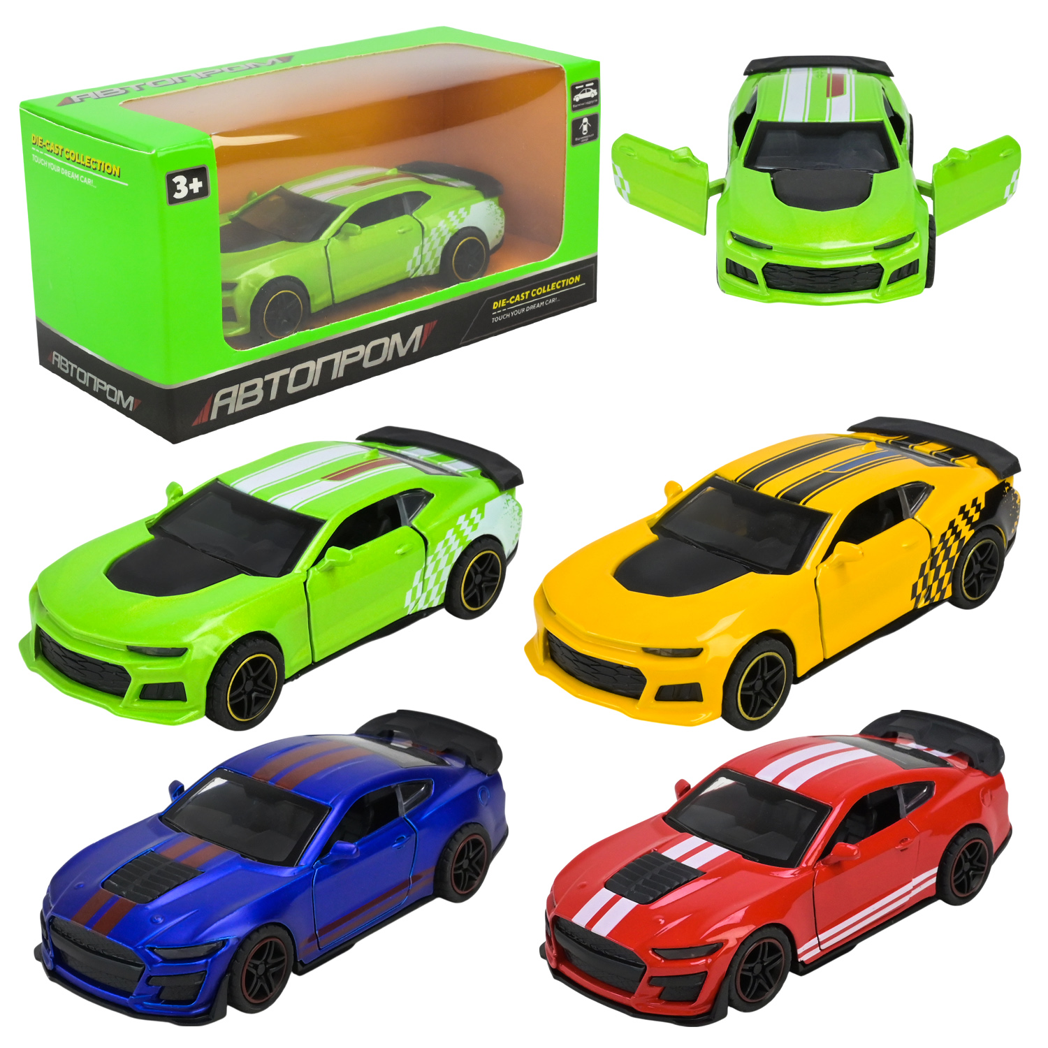 Машина мет. арт. AP43105 (96шт/2) 1:43, 4 кольори відкр.двері, у короб. 14*7*6,5см