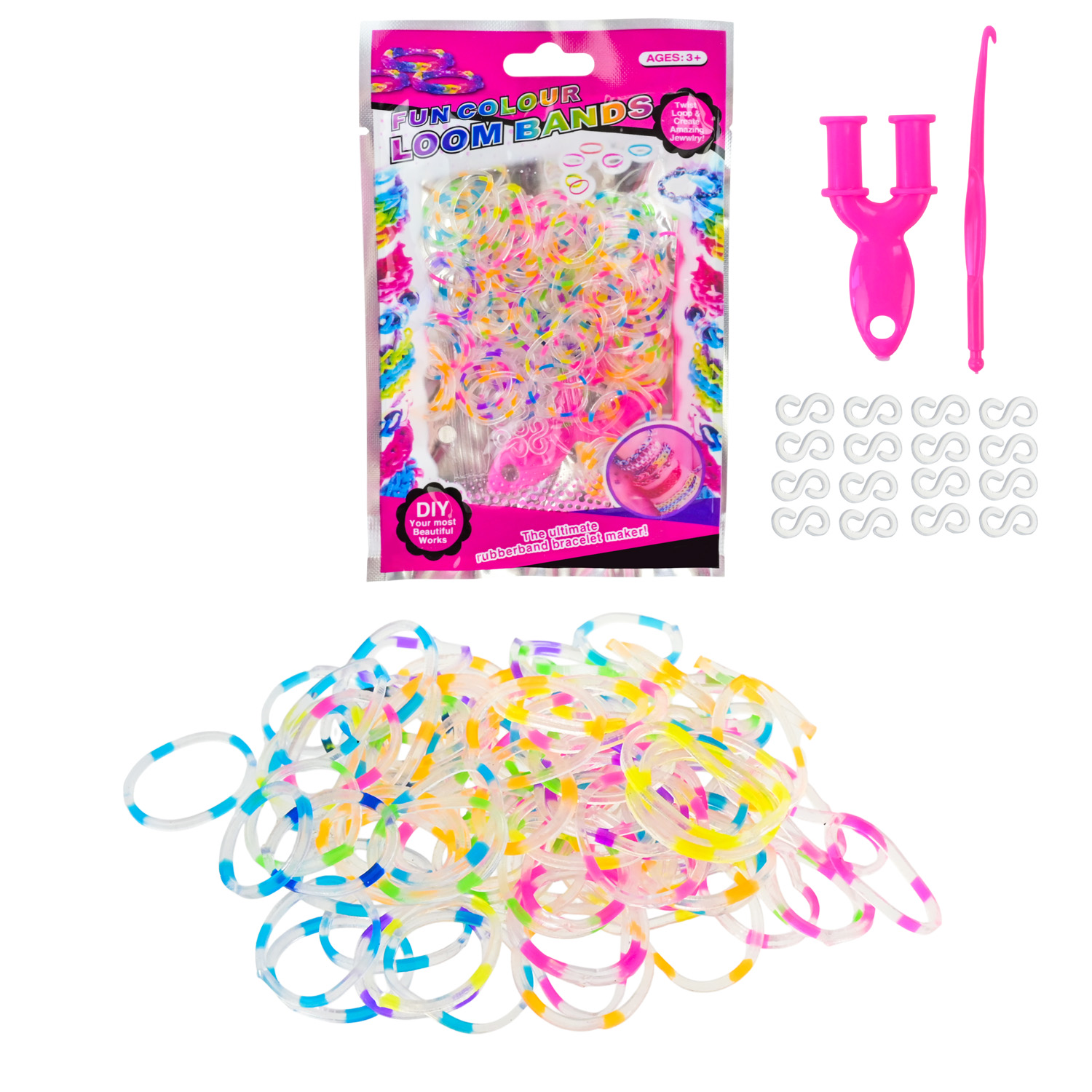 Резиночки для плетіння арт. J190A (1000шт/2) пакет 10,5*16*1,5см