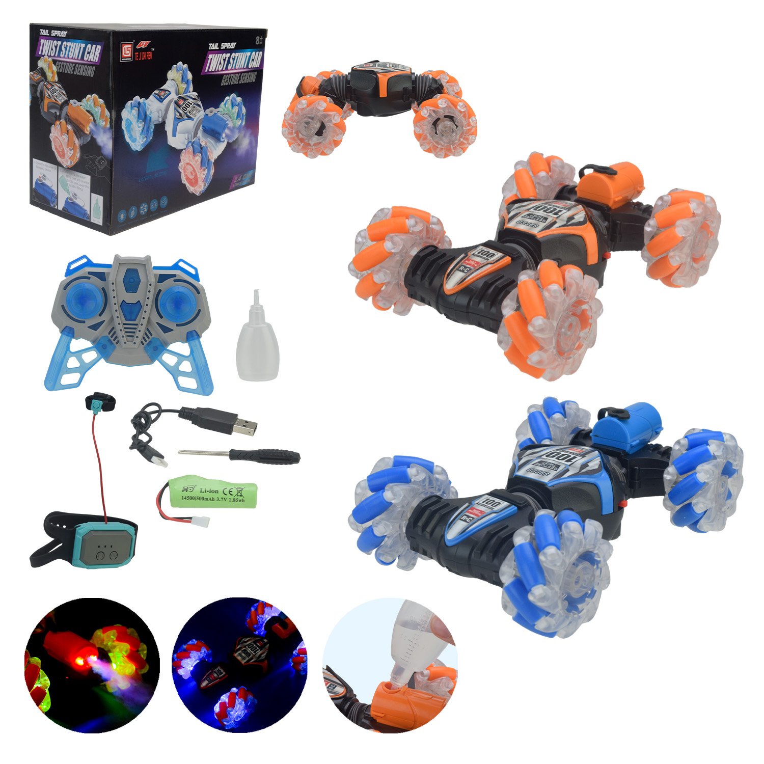 Перевертиш муз.  р/к арт. CV8818-101A (36шт) 2кольора, дим,світ., управління рукою+пульт короб. 23*11,5*17,5 см