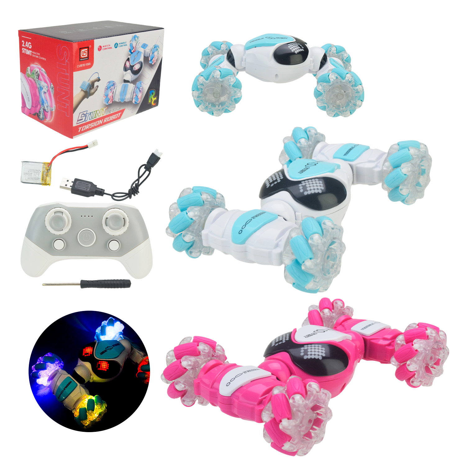 Перевертиш муз. р/к арт. CV8818-106AB (36шт) 2кольора, пульт,муз., світяться колеса короб. 17,8*12*12,8см