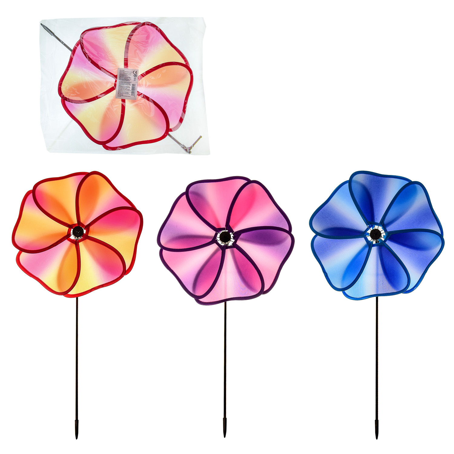 Іграшка вітрячок V2107 (300шт) квітка 3 кольор. 28 см
