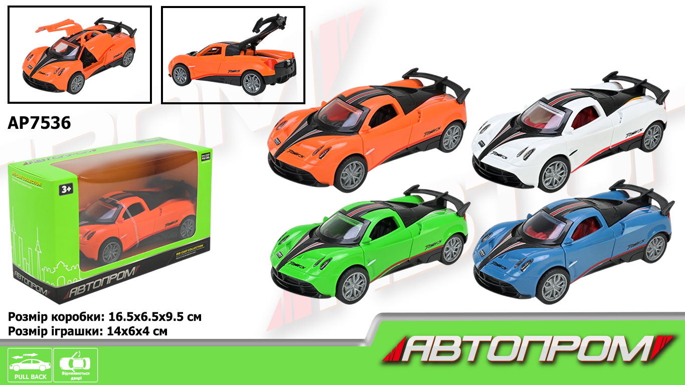 Машина  "АВТОПРОМ" арт. AP7536 (120шт/2) 4 кольори,у коробці 16,5*9,5*6,5см