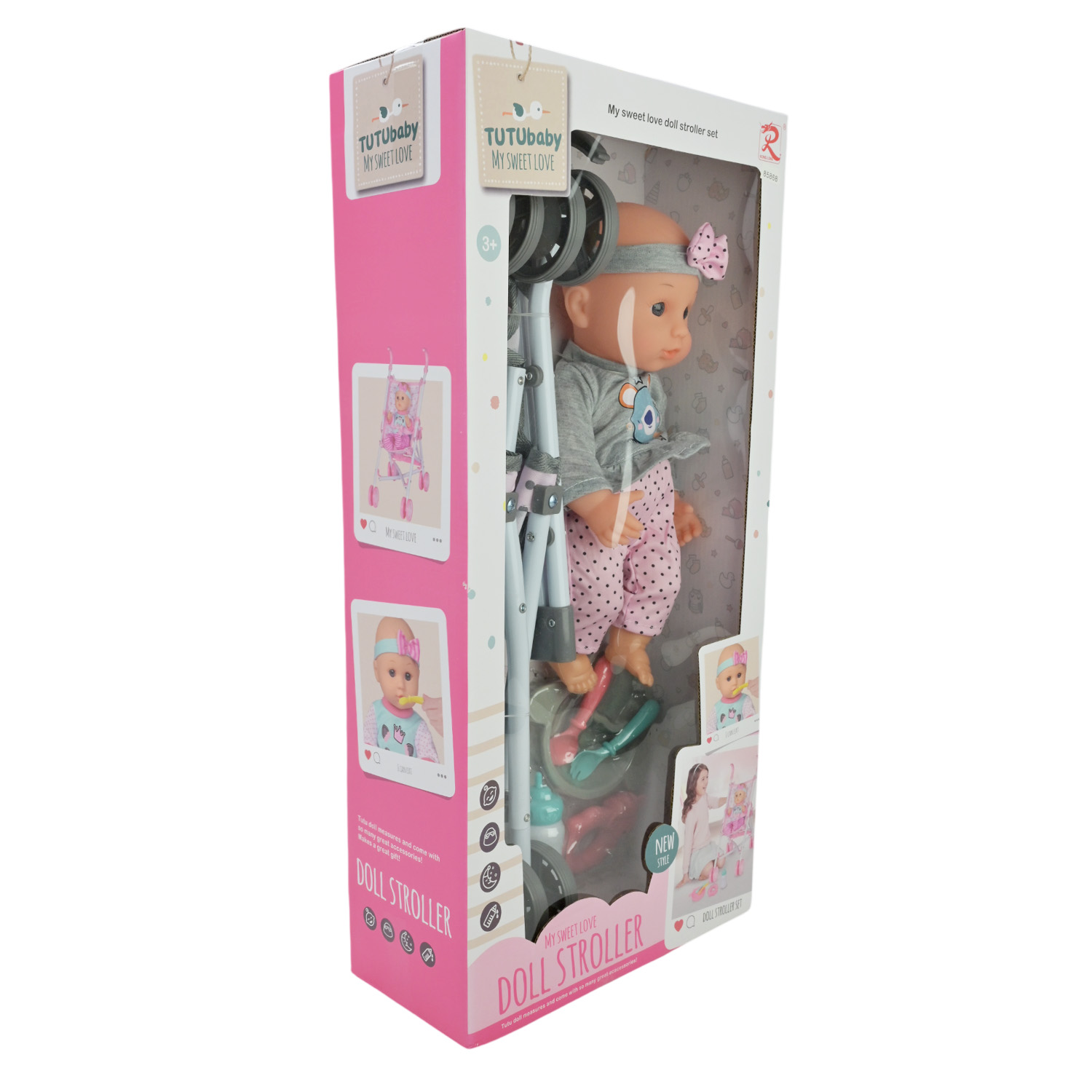 Пупс у наборі арт. 85868 (12шт/2) з візочком короб. 52*25,5*11,5 см