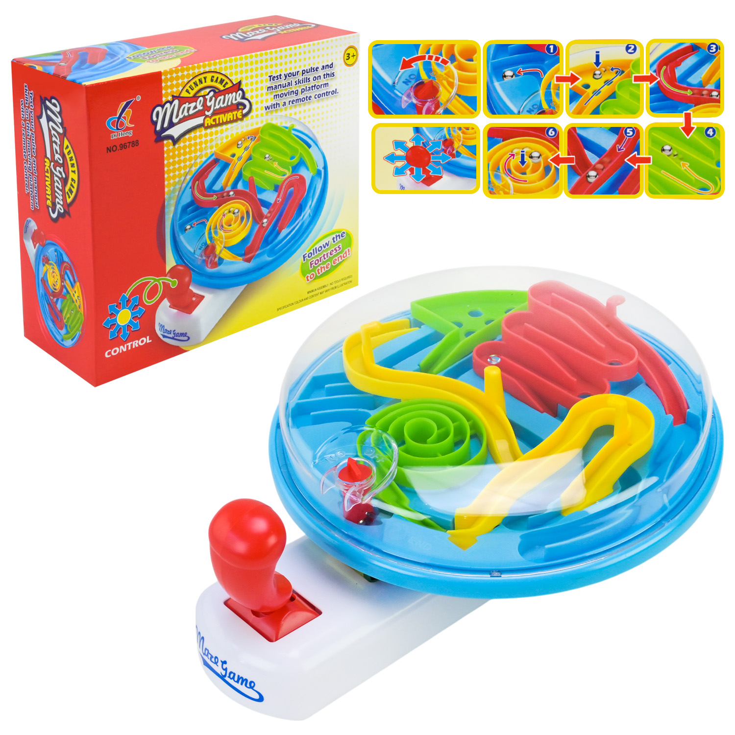 Головоломка 3D-лабіринт арт. 96788 (36шт/2) перевірте спритність рук, координ.рухів, рухома платформа з дистанційним управл., короб. 26,5*10*22см