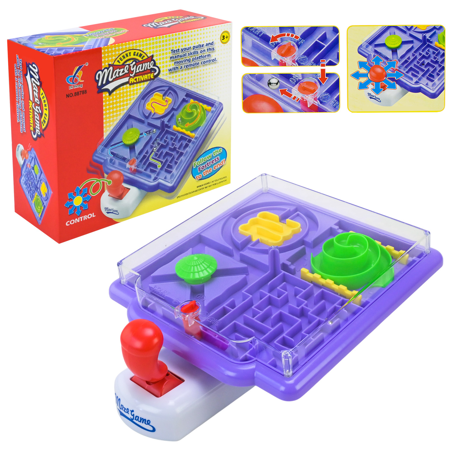 Головоломка 3D-лабіринт арт. 88788 (36шт/2) перевірте спритність рук, координ.рухів, рухома платформа з дистанційним управл., короб. 26,5*10*22см