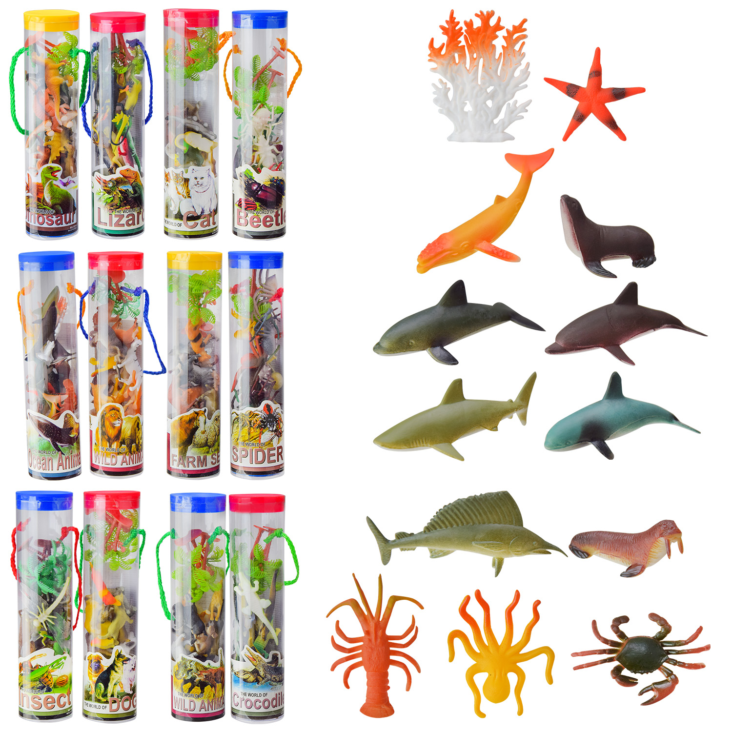 Тварини набір арт.T3014/24/34/84/44/64 (192шт/4) 12 видів, колба 22*6 см/ціна за шт/