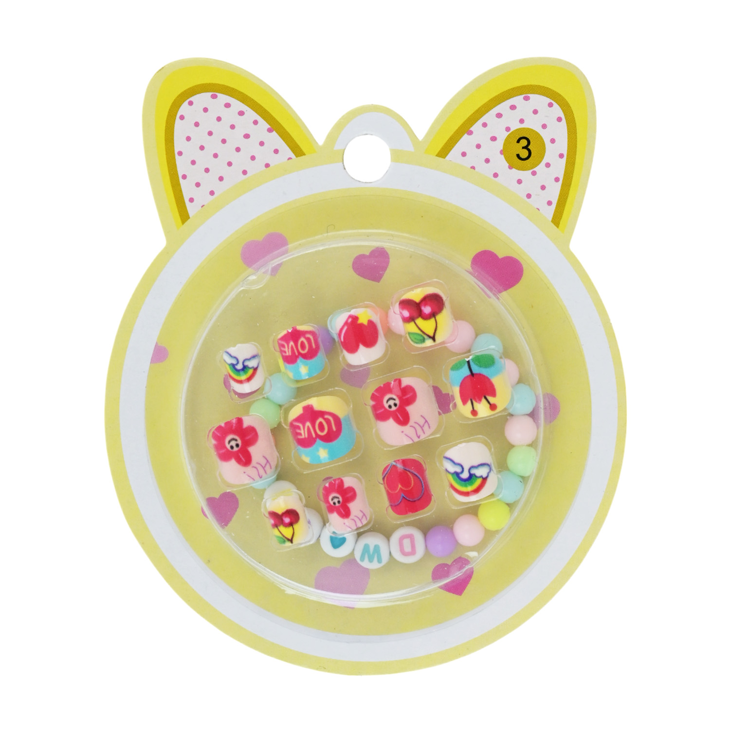 Аксесуари для дівчат арт. Cel241103 (480шт) мікс видів,накладні нігті та браслет (20 д.б*24 шт) ціна за 1 шт дисп.бокс. 10*7см