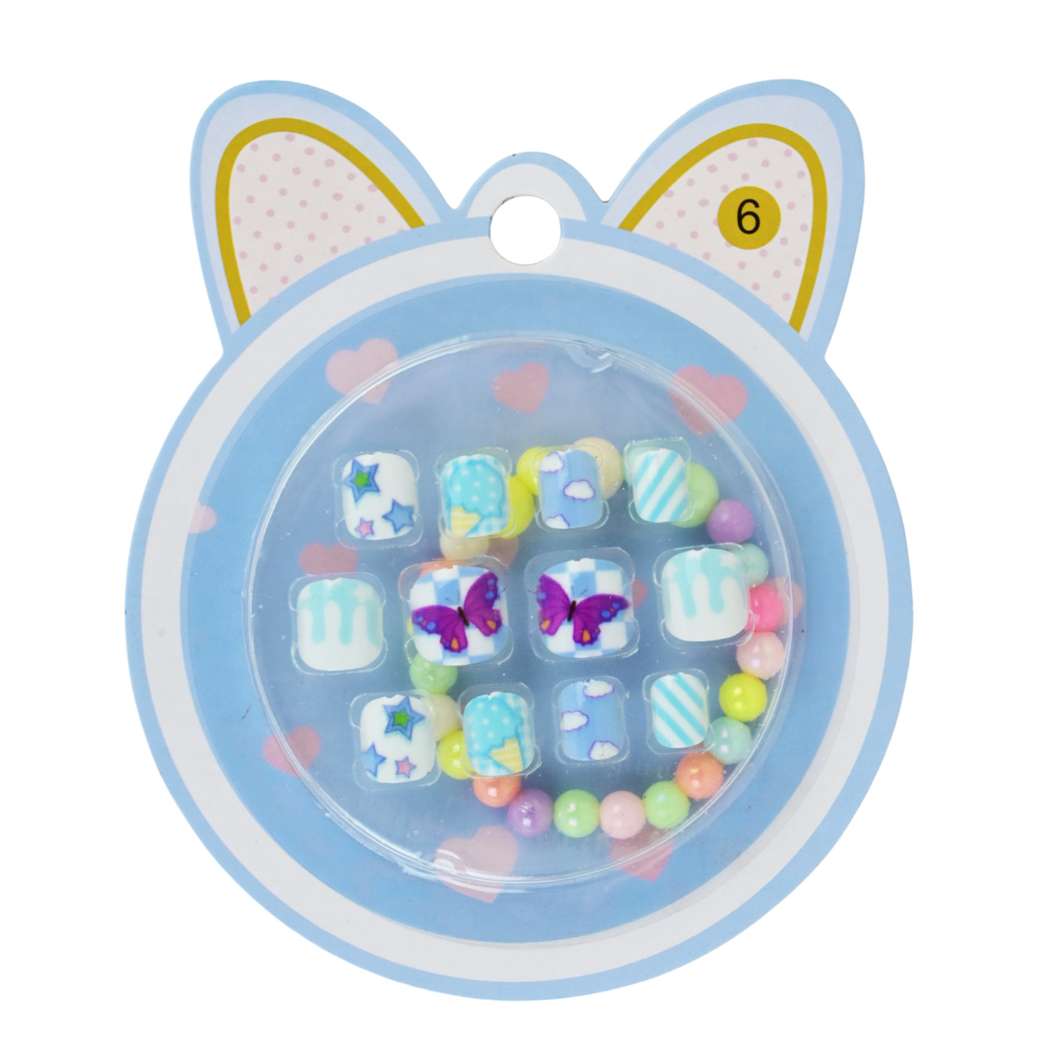 Аксесуари для дівчат арт. Cel241103 (480шт) мікс видів,накладні нігті та браслет (20 д.б*24 шт) ціна за 1 шт дисп.бокс. 10*7см