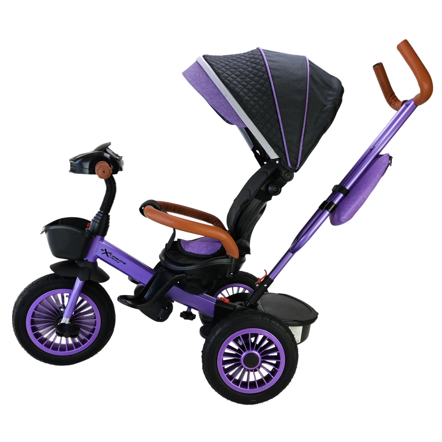 Триколісний велосипед арт. TR2413 (1шт) фіолетовий гумові колеса 12'' і 10'' з гальмом, пультом