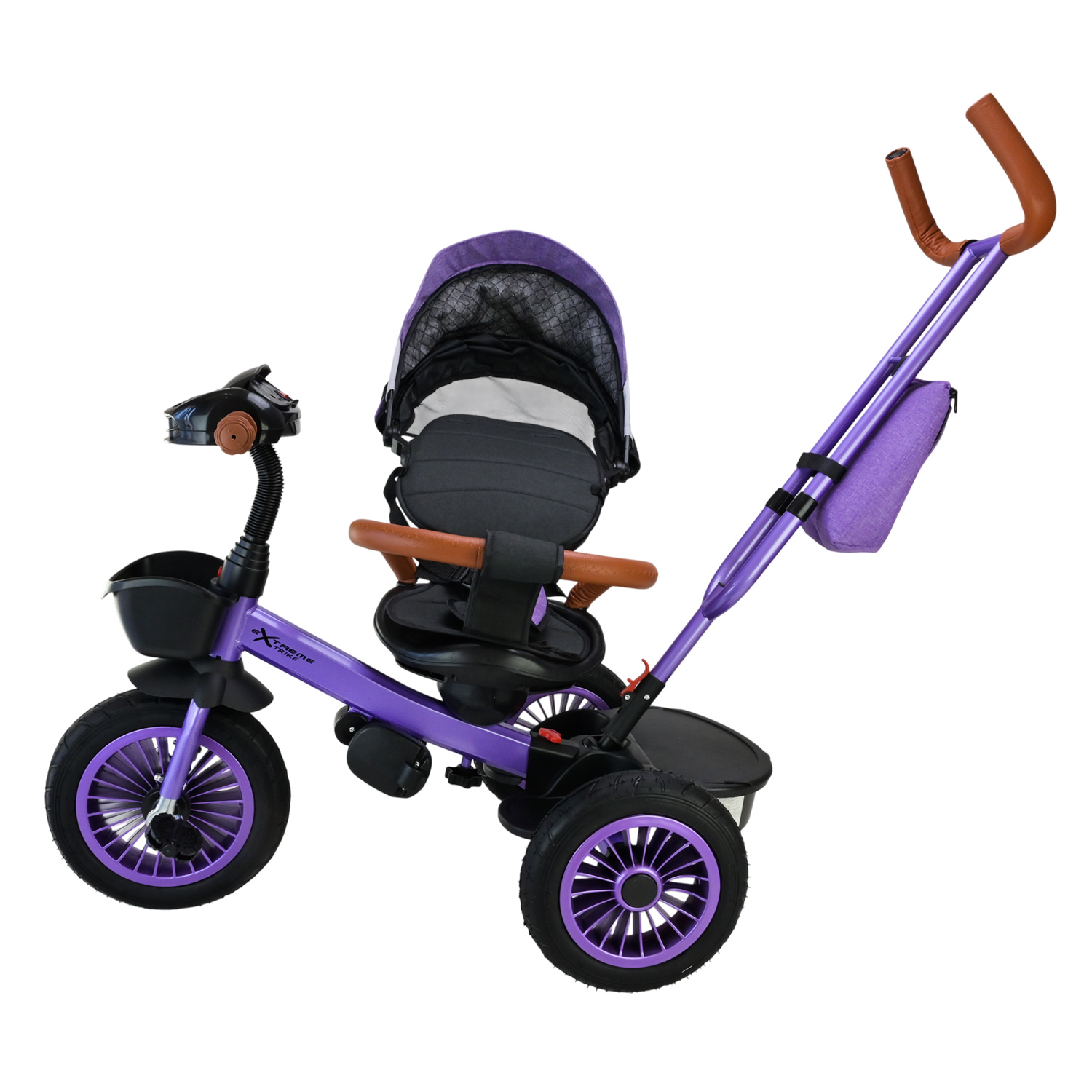 Триколісний велосипед арт. TR2413 (1шт) фіолетовий гумові колеса 12'' і 10'' з гальмом, пультом