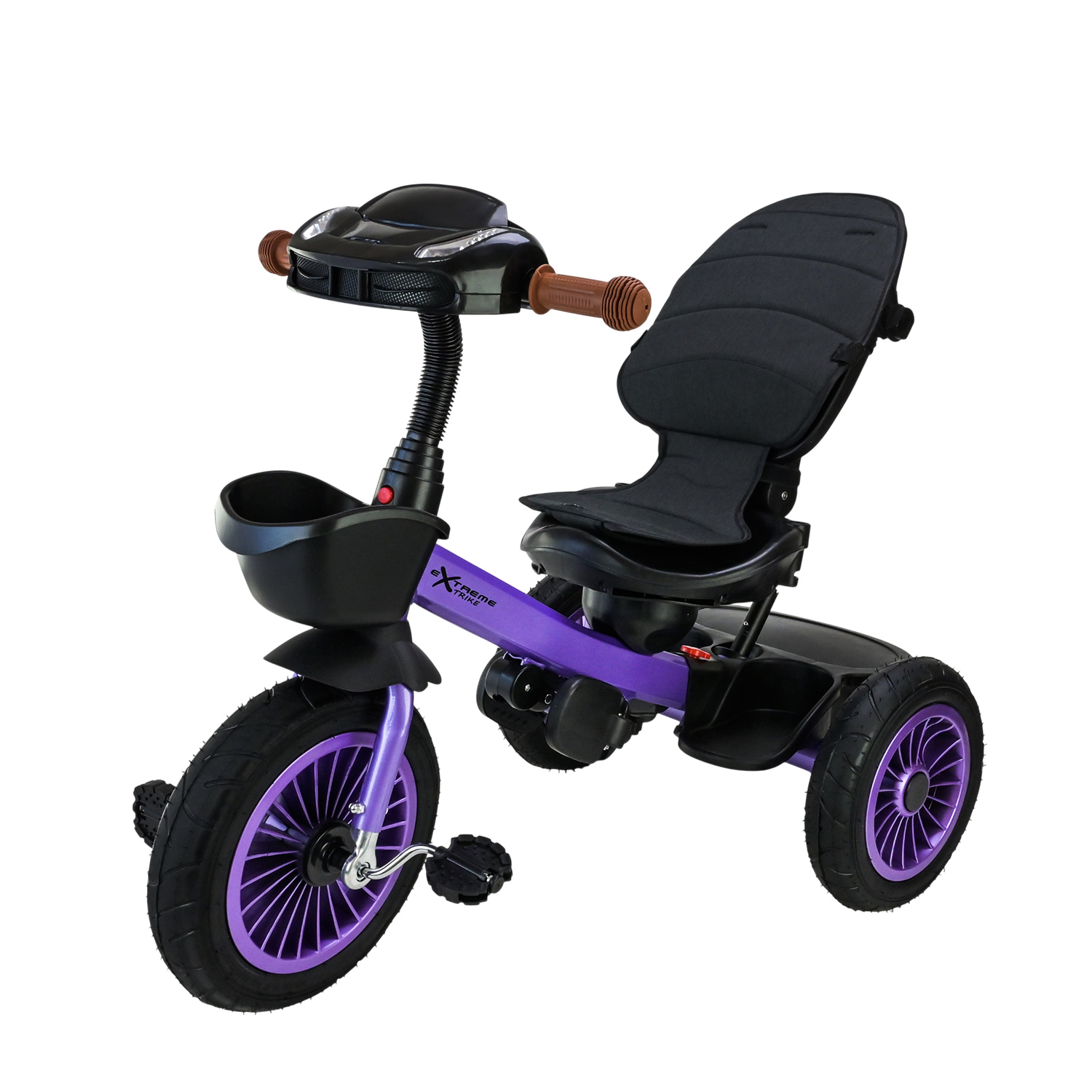 Триколісний велосипед арт. TR2413 (1шт) фіолетовий гумові колеса 12'' і 10'' з гальмом, пультом