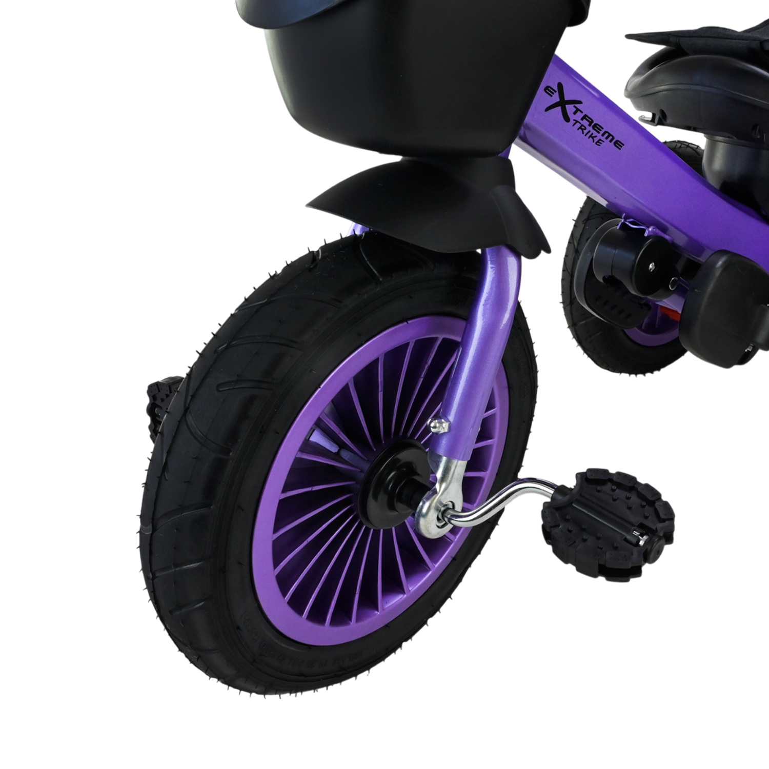 Триколісний велосипед арт. TR2413 (1шт) фіолетовий гумові колеса 12'' і 10'' з гальмом, пультом