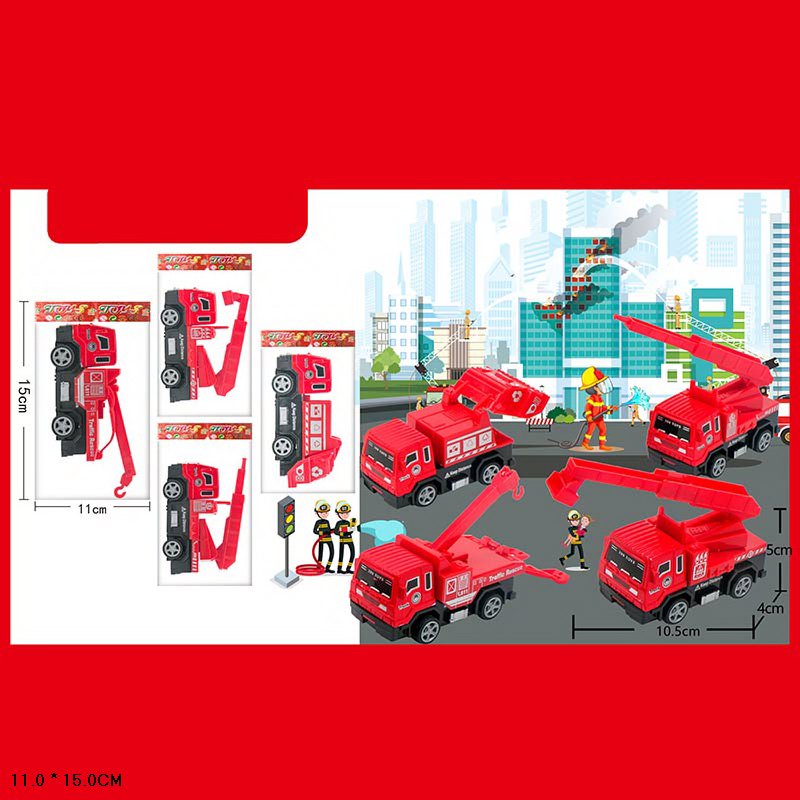 Машина арт. 399-560 (480шт/2) 4 види, Пожежна, пакет 11*15см