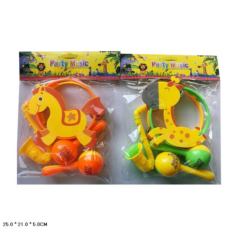 Музичні інструменти. арт. 2887-8 (180шт/2)2 види мікс, бубон, маракаси, саксофон,пакет 25*21*5см