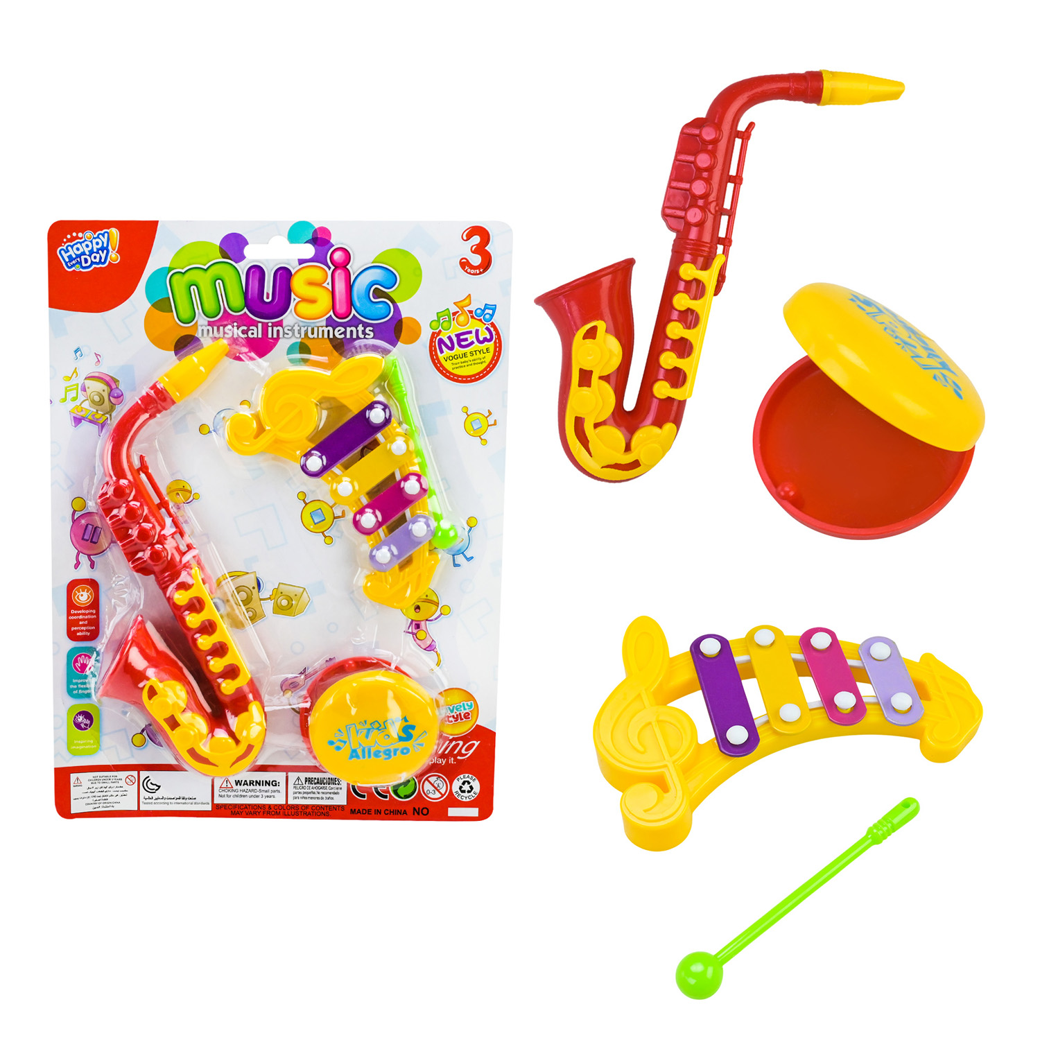 Музичні інструменти. арт. 2Y368-16 (180шт/2) саксофон, ксілофон, маракас, планшет 29*22*5см
