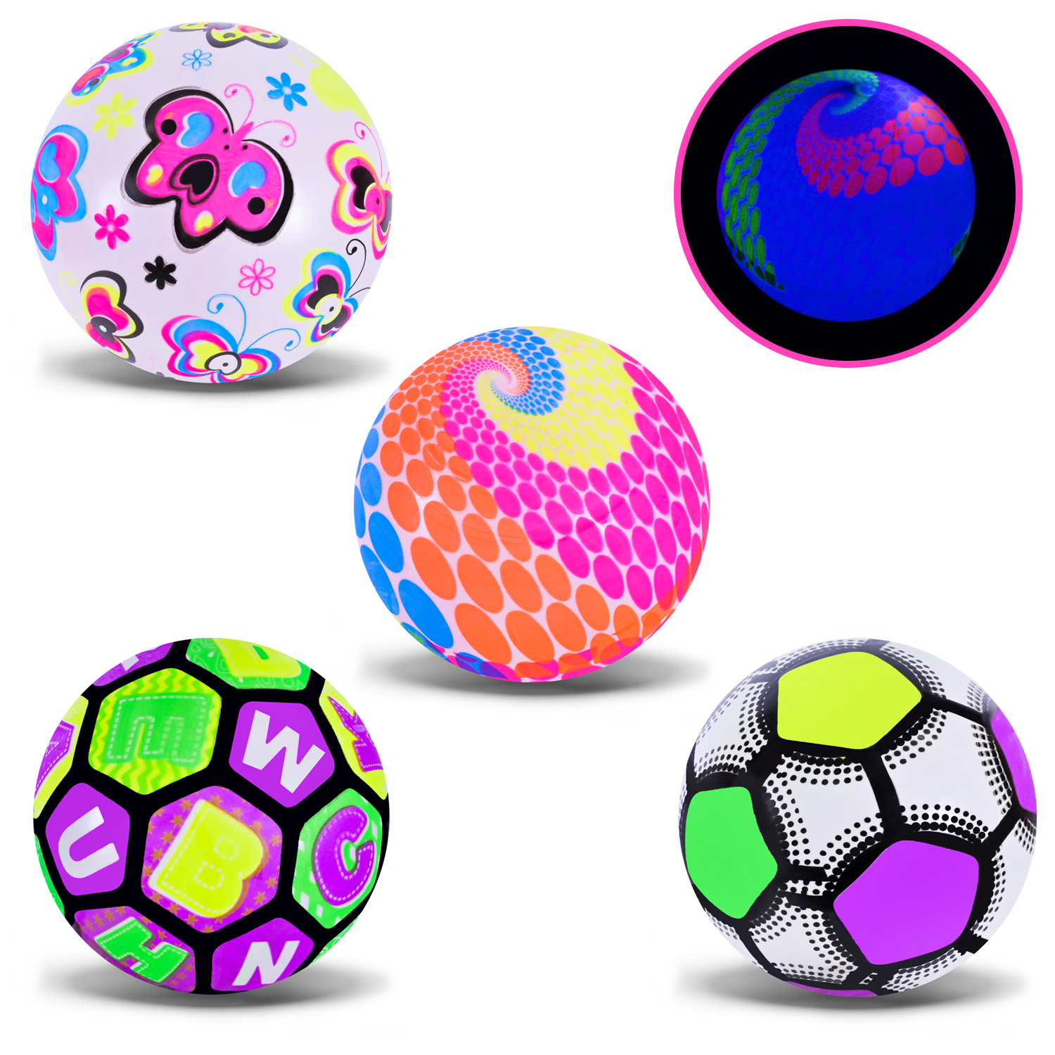 М'яч гумовий арт. PB25109 (500шт)  22 см 70 грам, світло 5видів