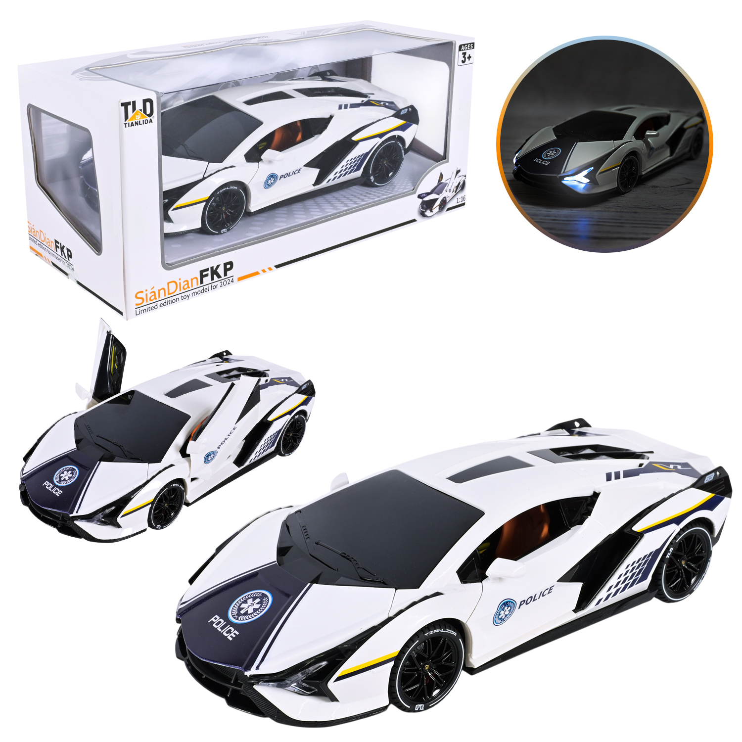 Машина батар. арт.607A (24шт/2) світло, звук, відкр. двері,у коробці 32*14*14см