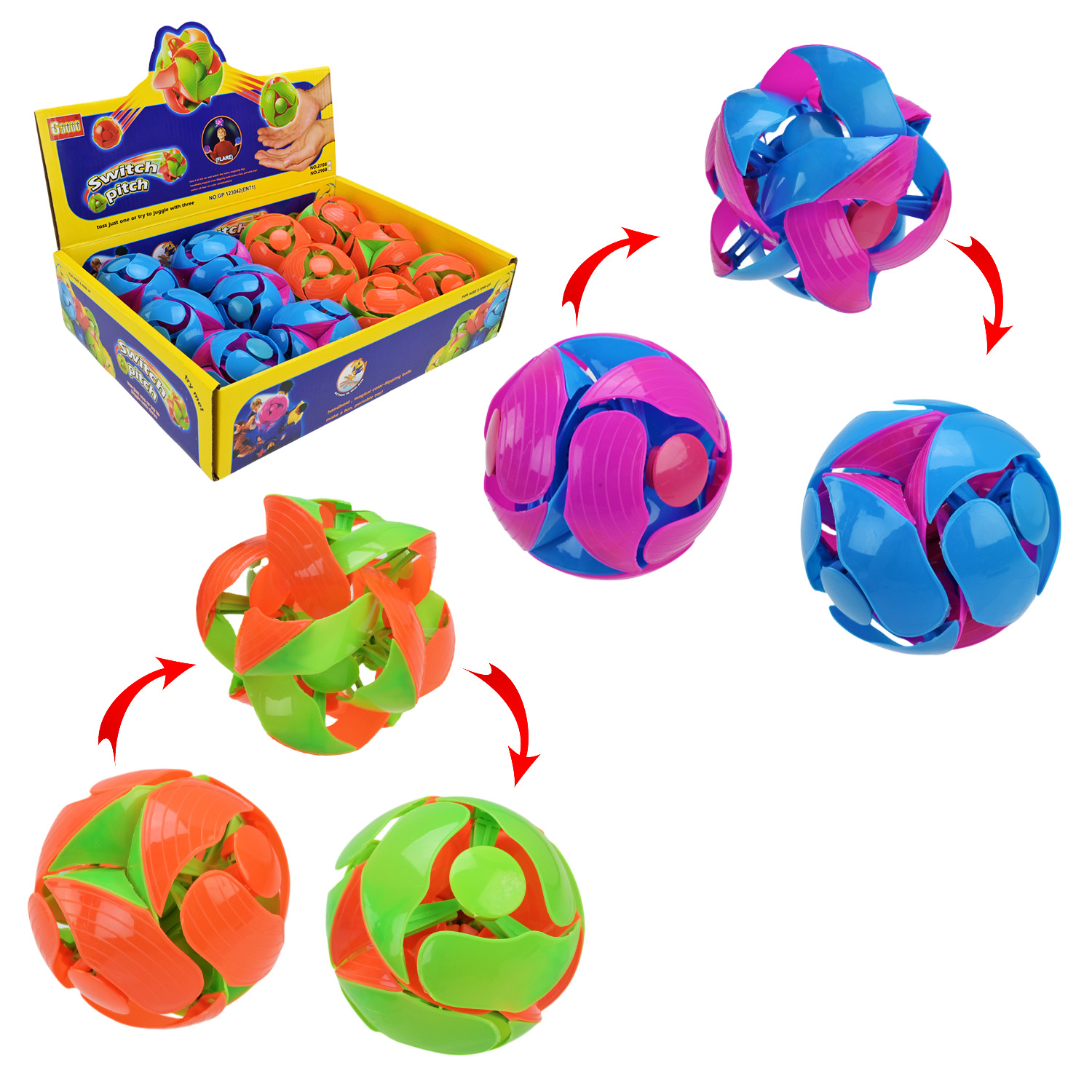 Куля - трансформер арт. 2708 (360шт/2) 30уп по12 шт,розкривається в повітрі, 2 кольори мікс, ,  бокс 32*24*8см