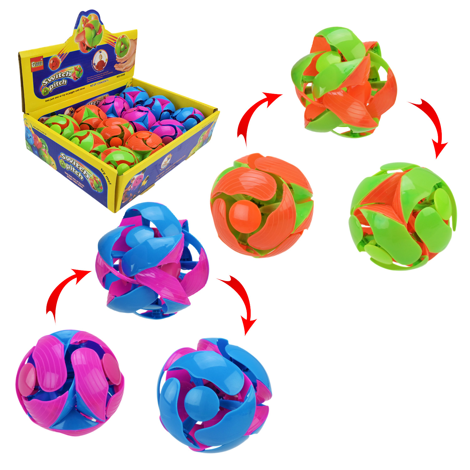 Куля - трансформер арт. 4508 (720шт/2) 60уп по12 шт, розкривається в повітрі, 2 кольори мікс,,/ціна за одиницю/,бокс 25*19*6см