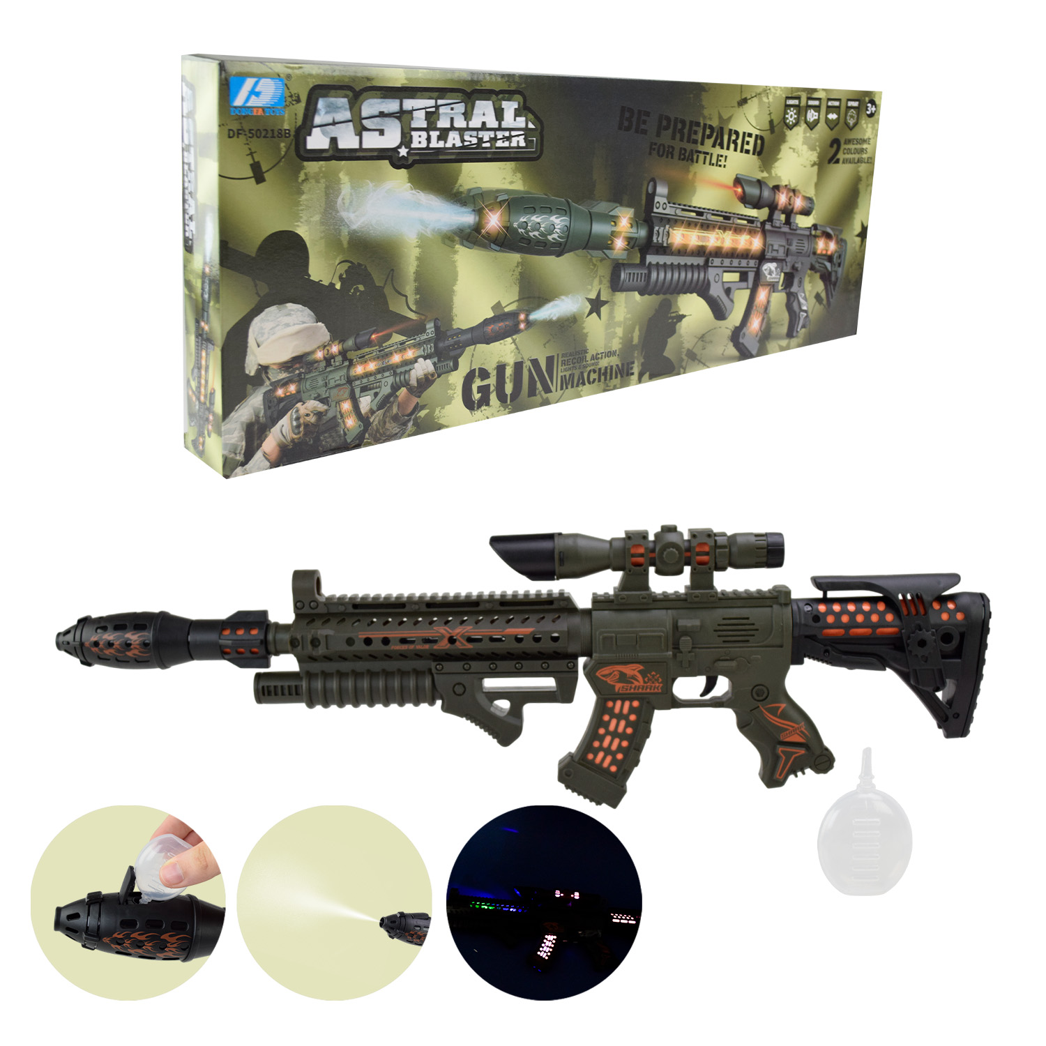 Автомат муз. арт. DF-50218B (30шт/2) батар.,світ.,звук,короб. 57*21,5*5см