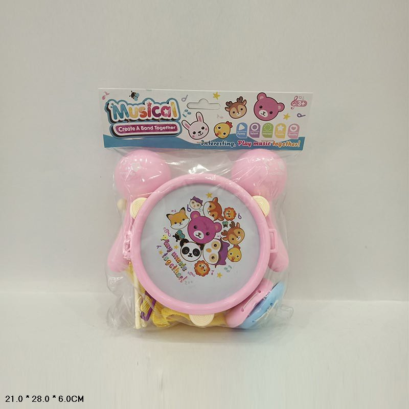 Музичні інструменти. арт. 368-22 (144шт/2)  барабан/бубон, маракаси, костаньети, пакет 21*28*6см