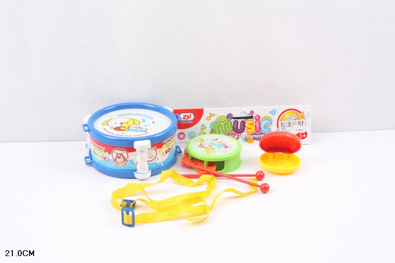 Музичні інструменти. арт. 368-8 (144шт/2) бубон, барабан, костаньети, пакет 21см