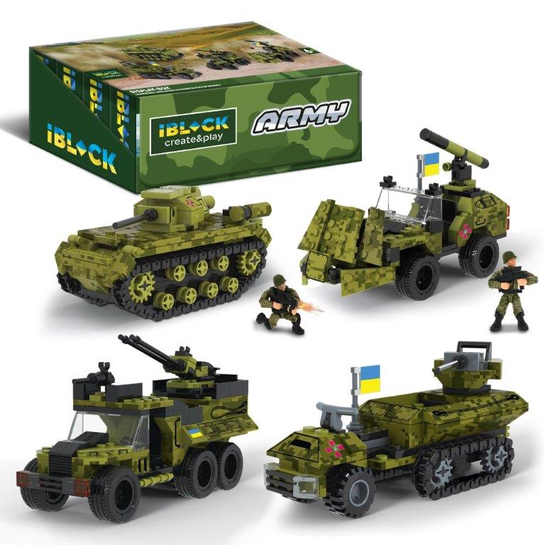 Конструктор IBLOCK арт. PL-921-427 (48шт/6) 6 диспл. по 8штАрмія, 154-237дет., 4вида,р-р уп-ки 23*4,5*14см, р-р дисп.бокс. 47,2*19,5*14,5см /ціна за шт/