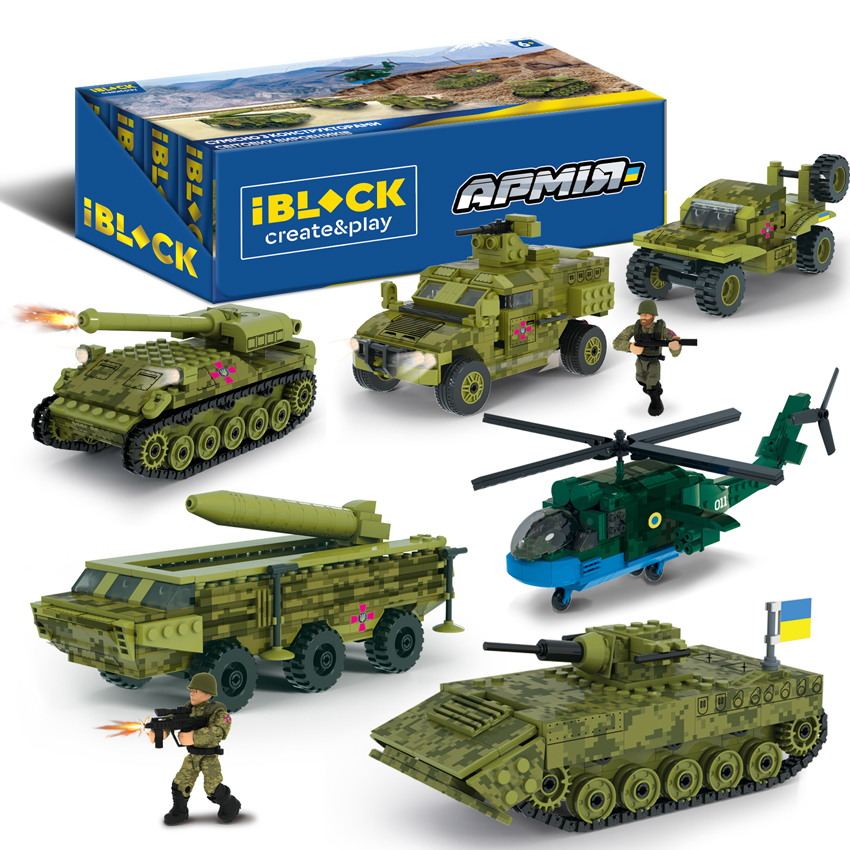 Конструктор IBLOCK арт. PL-921-489 (36шт/6) 6уп по 6шт Армія, 178-349дет., 6видів, дисп.бокс. 49,2*19,2*16,5см /ціна за шт/