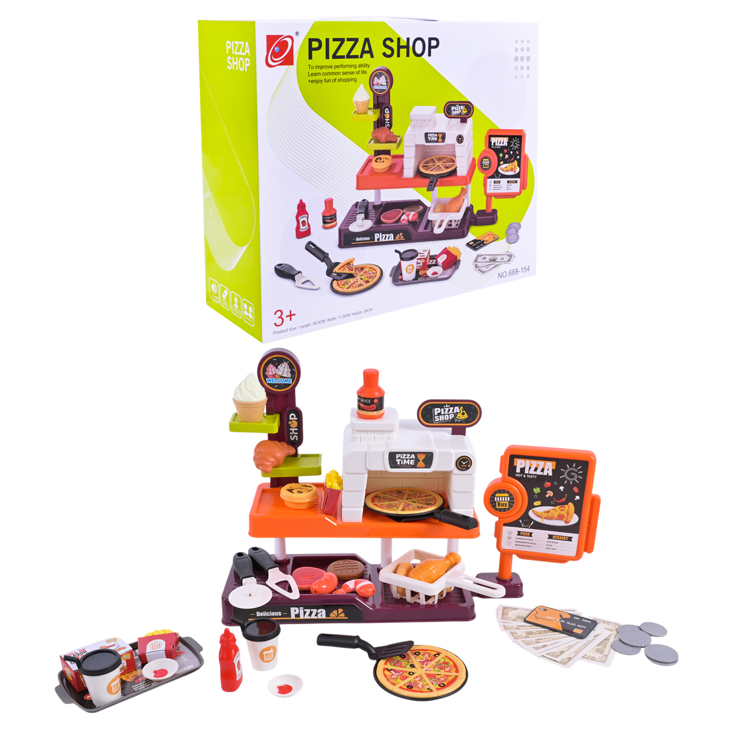 Кафе набір арт. 668-154 (36шт) батар. піцерія, стелаж, касса, продукти, аксес короб. 24*11,5*29,5см