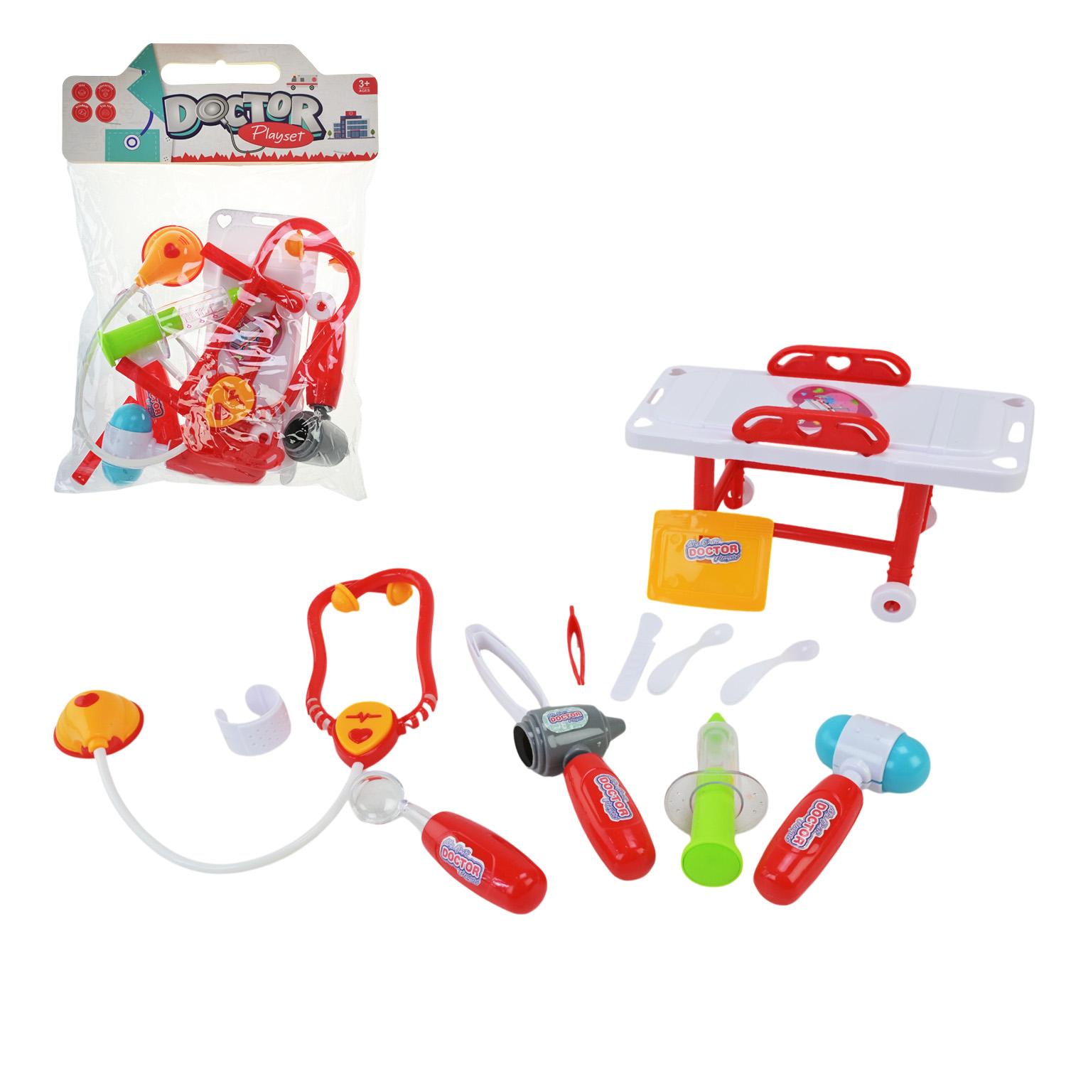 Лікар набір арт. 5507-6 (120шт/2)  стетоскоп, шприц, аксес пакет 24,5*35*4см