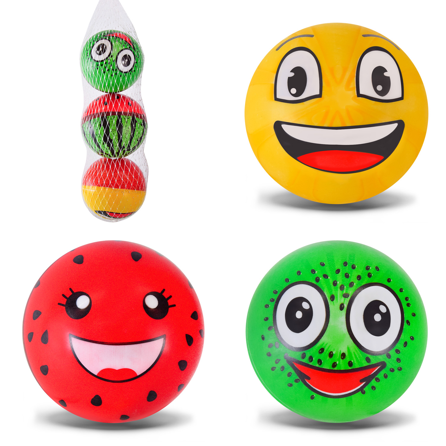 Набiр гумових м'ячiв арт. FB24336 (300шт) розмір 10 см, 70 грам, MIX кольорів , 3шт в упак, сітка