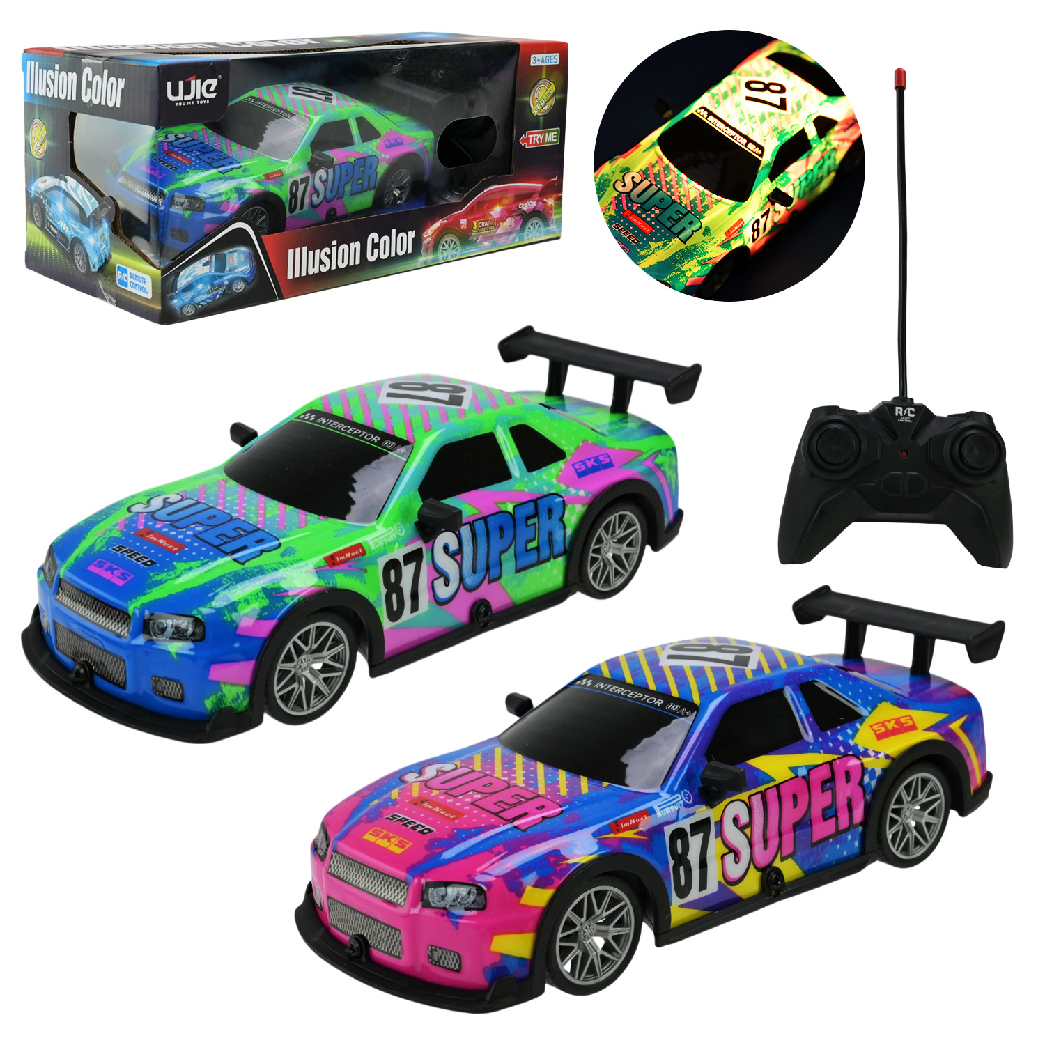 Машина р/к арт.  UJ99-P227 (60шт/2) батар. 2кольора, короб. 26,3*12,7*10,4см