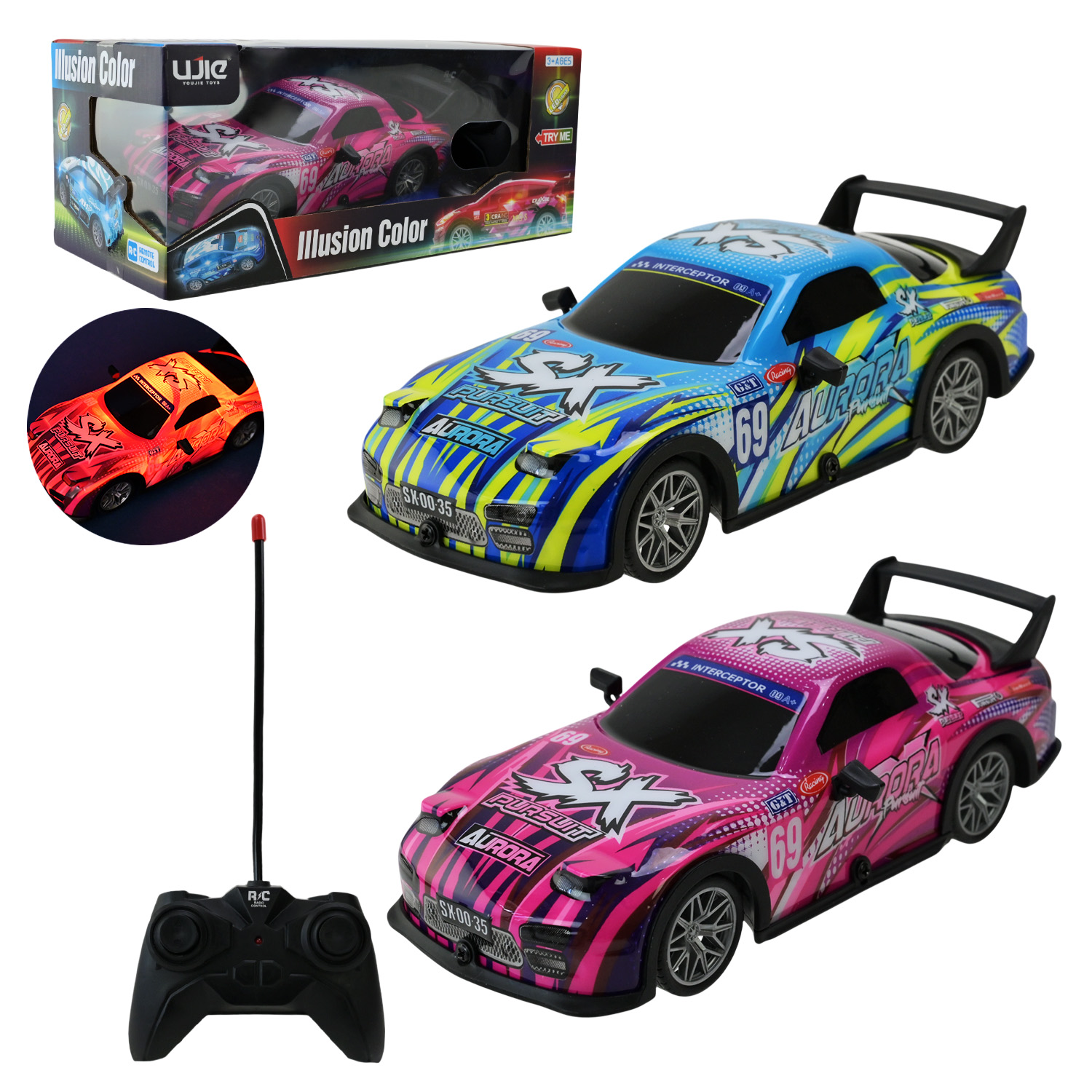 Машина р/к арт.  UJ99-P228 (60шт/2) батар. 2кольора, короб. 26,3*12,7*10,4см