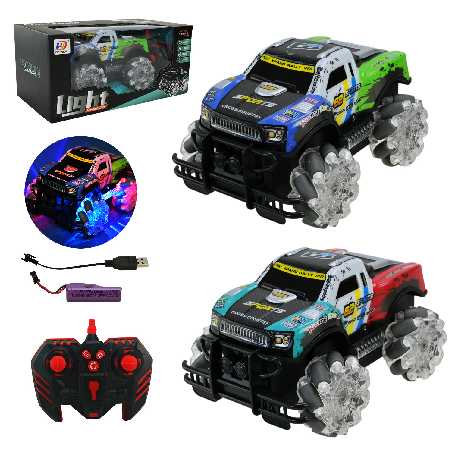 Машина р/к арт.  W200-21 (48шт/2) акум 2кольора,світло,звук, короб. 27*12,5*14,5см