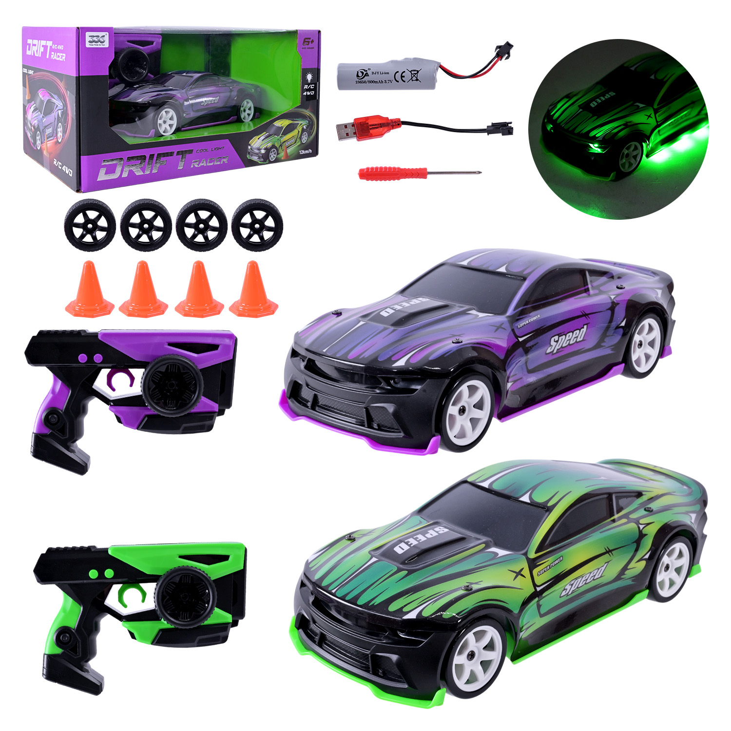 Машина р/к арт.  33637 (16шт) батар. 2кольри,світло,  33,7*20,5*17см