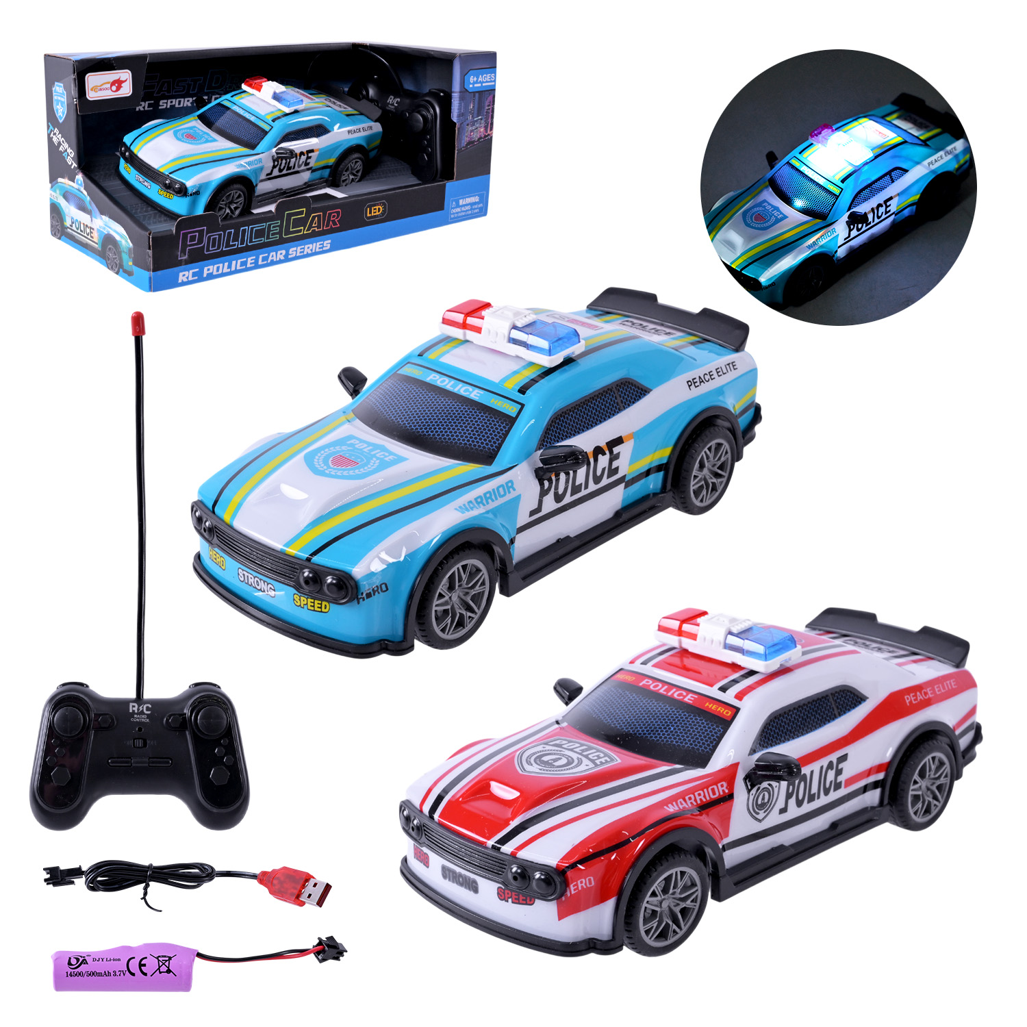 Машина р/к арт.  998-4A (60шт/2) акум 2кольора,світло,звук, короб. 26*13,5*12см