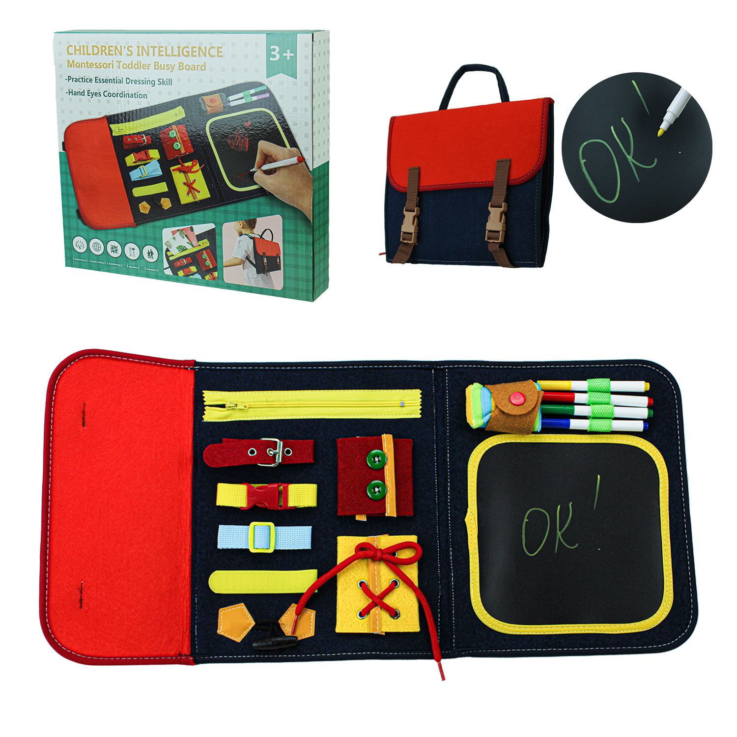 Логика - рюкзак арт. TT997 (48шт) тактильні розвиваючи вправи, з фетру, короб.28*25*4см