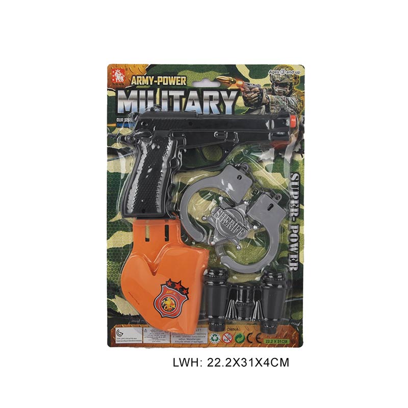 Поліцейський набір арт. 09-19 (168шт/2) пістолет, наручники, бінокль, планш. 22,2*31*4см