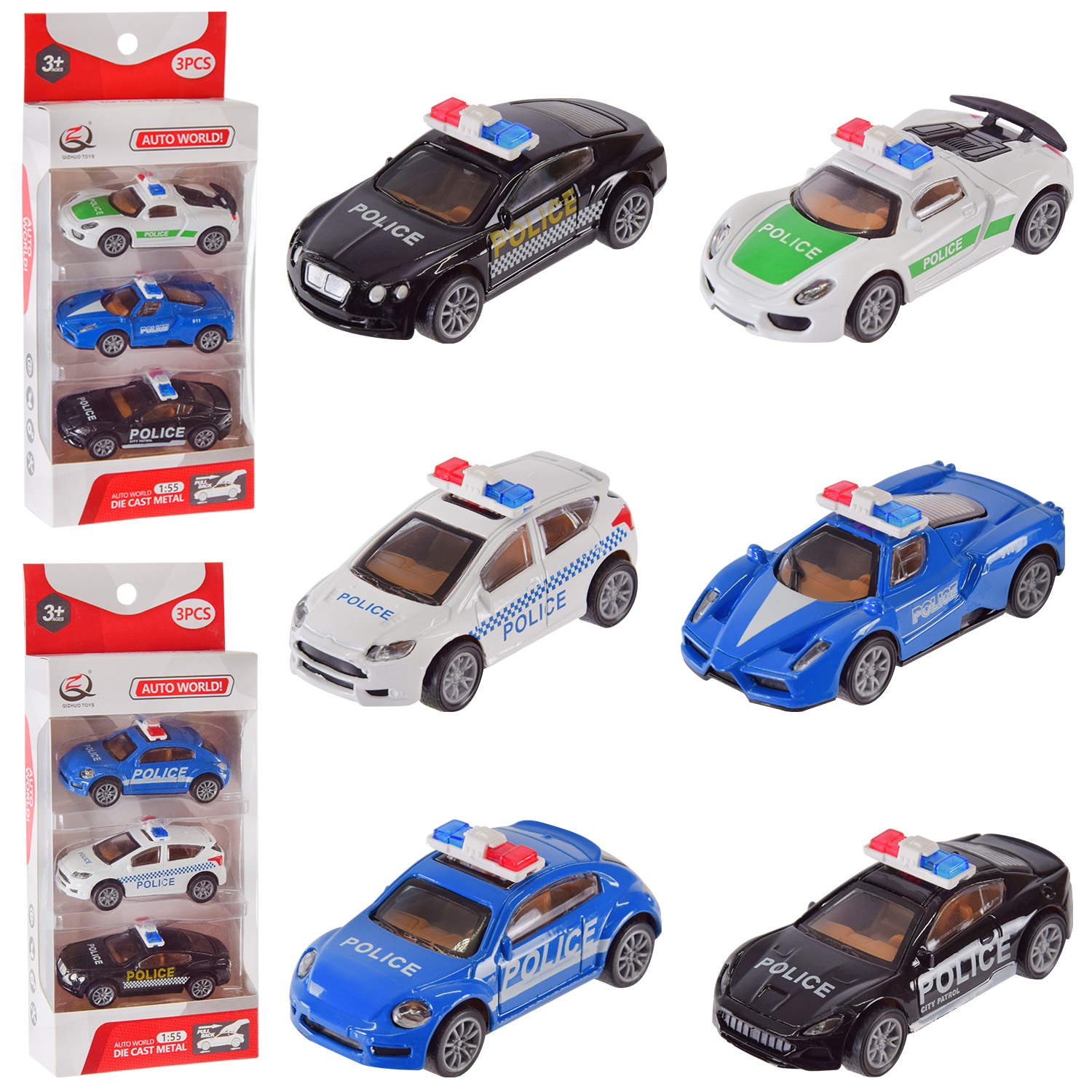 Машина арт. QZ812-3B (144шт/2) метал., 2 види, 3 машин. набор., короб. 23*4*10см