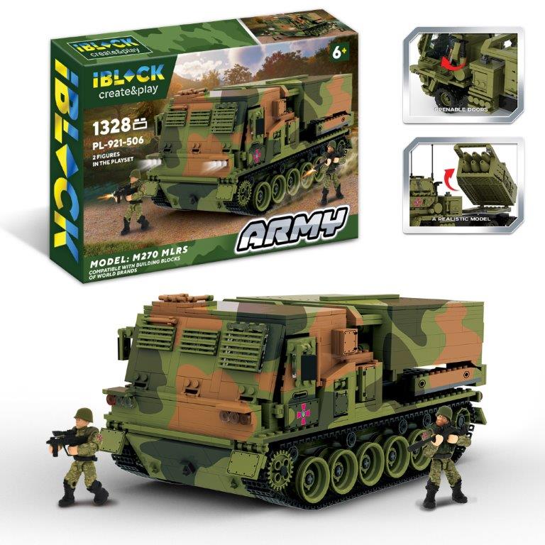Конструктор IBLOCK  арт. PL-921-506 (6шт)  Армія,M270 MLRS,1328дет.,2фігурки, короб. 63,5*43*9см